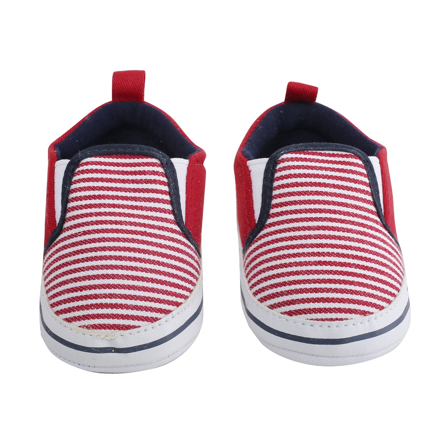 Baby Moo Striped Red Slip-On Booties - Baby Moo