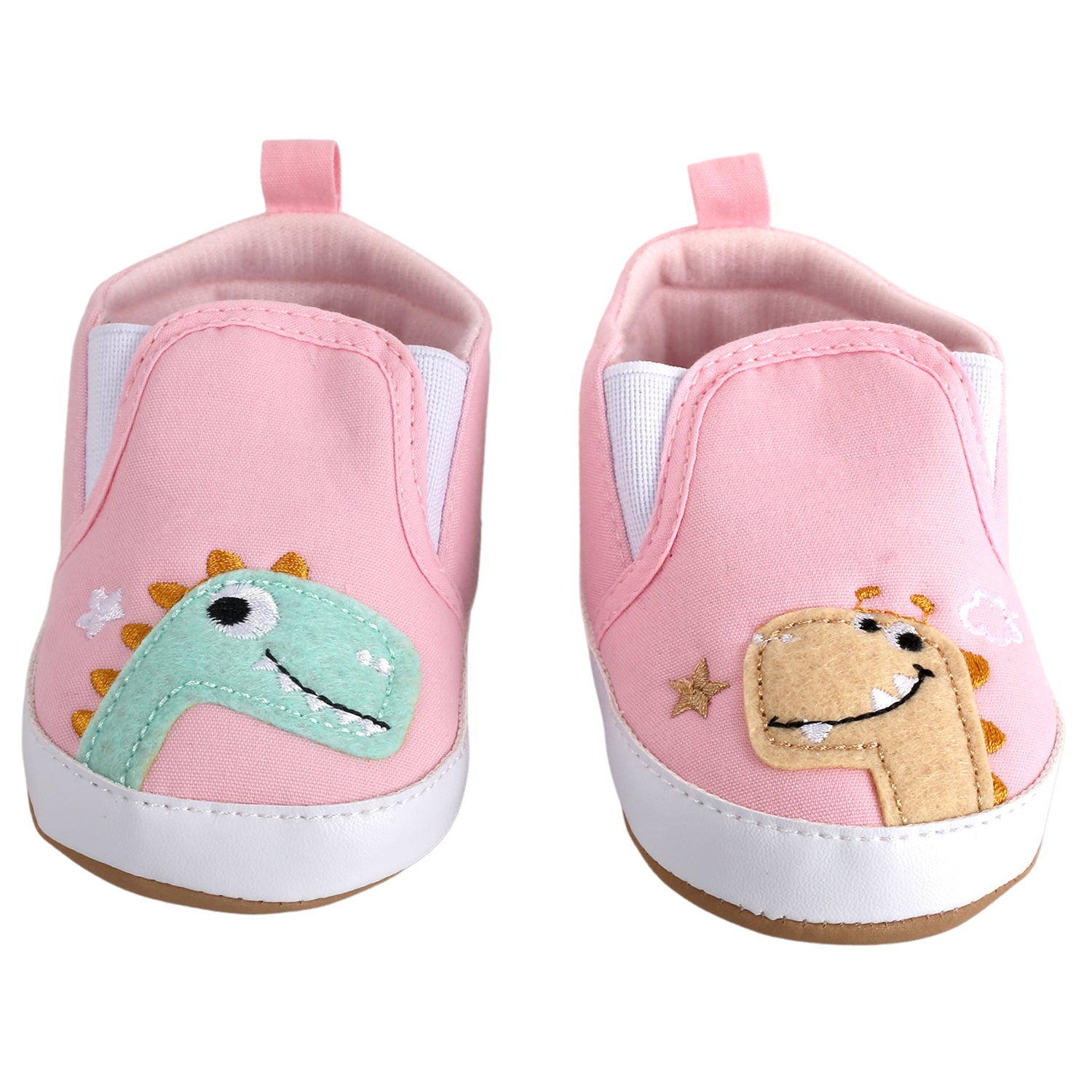 Baby Moo Dinosaur Pink Slip-On Booties - Baby Moo