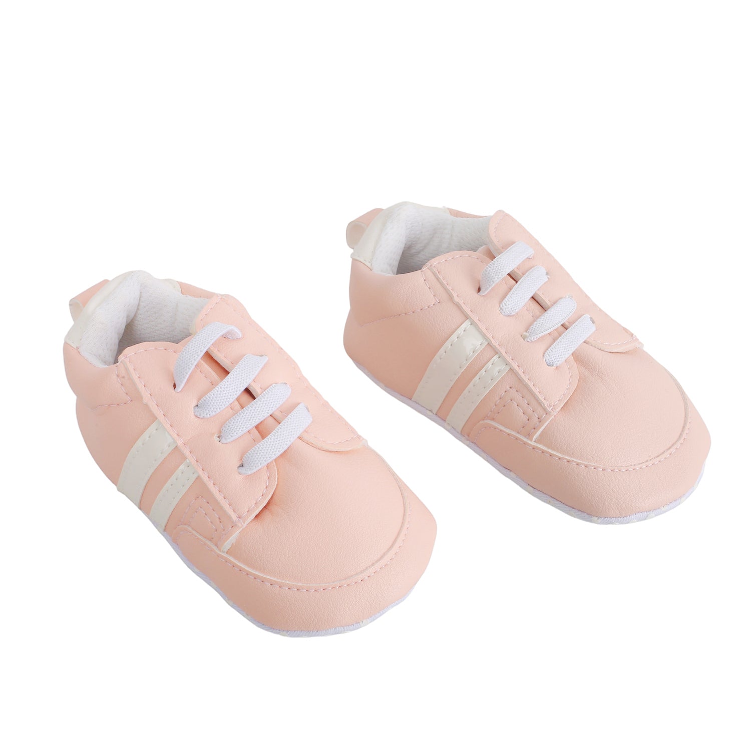 Baby Moo Striped Peach Lace Up Sneakers