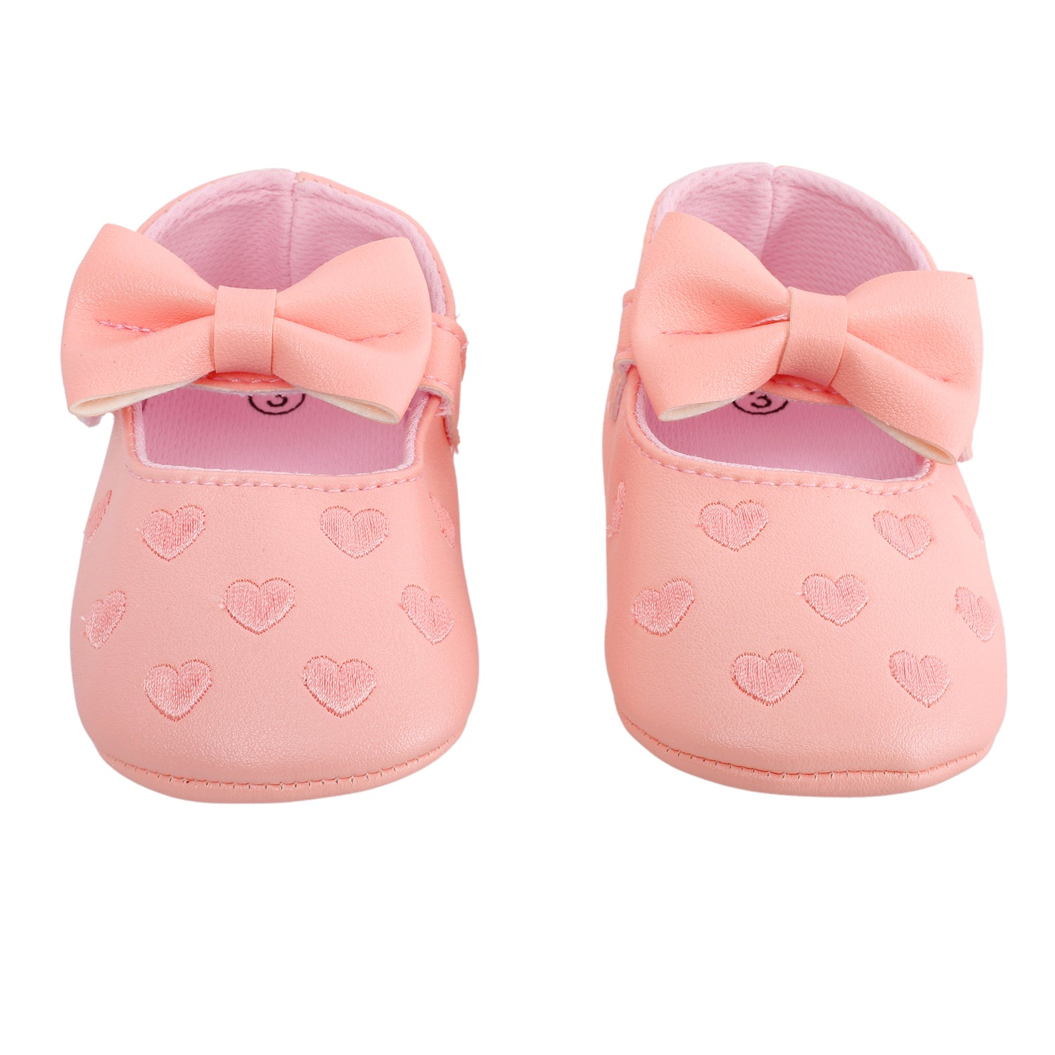 Baby Moo Hearts With Bow Pink Booties
