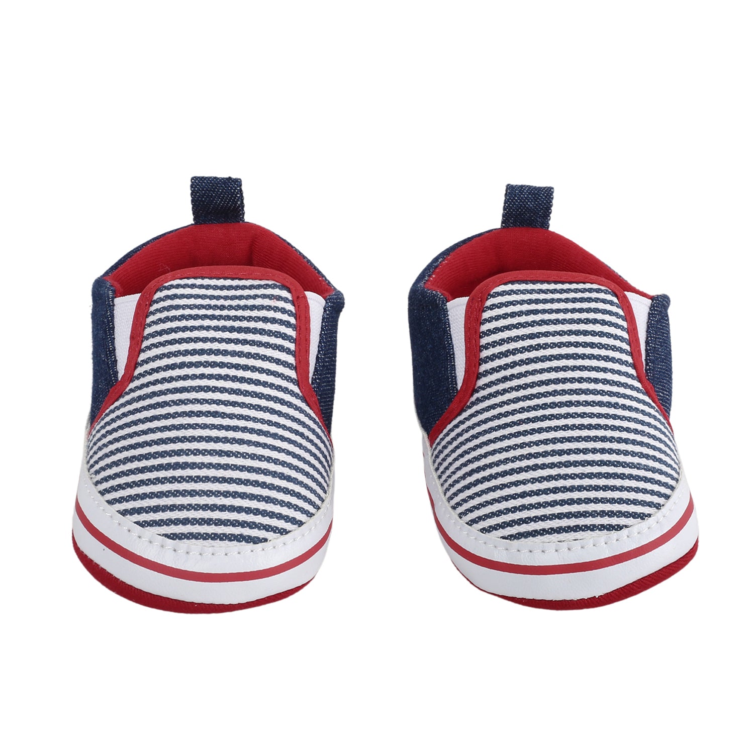 Baby Moo Striped Blue Slip-On Booties - Baby Moo