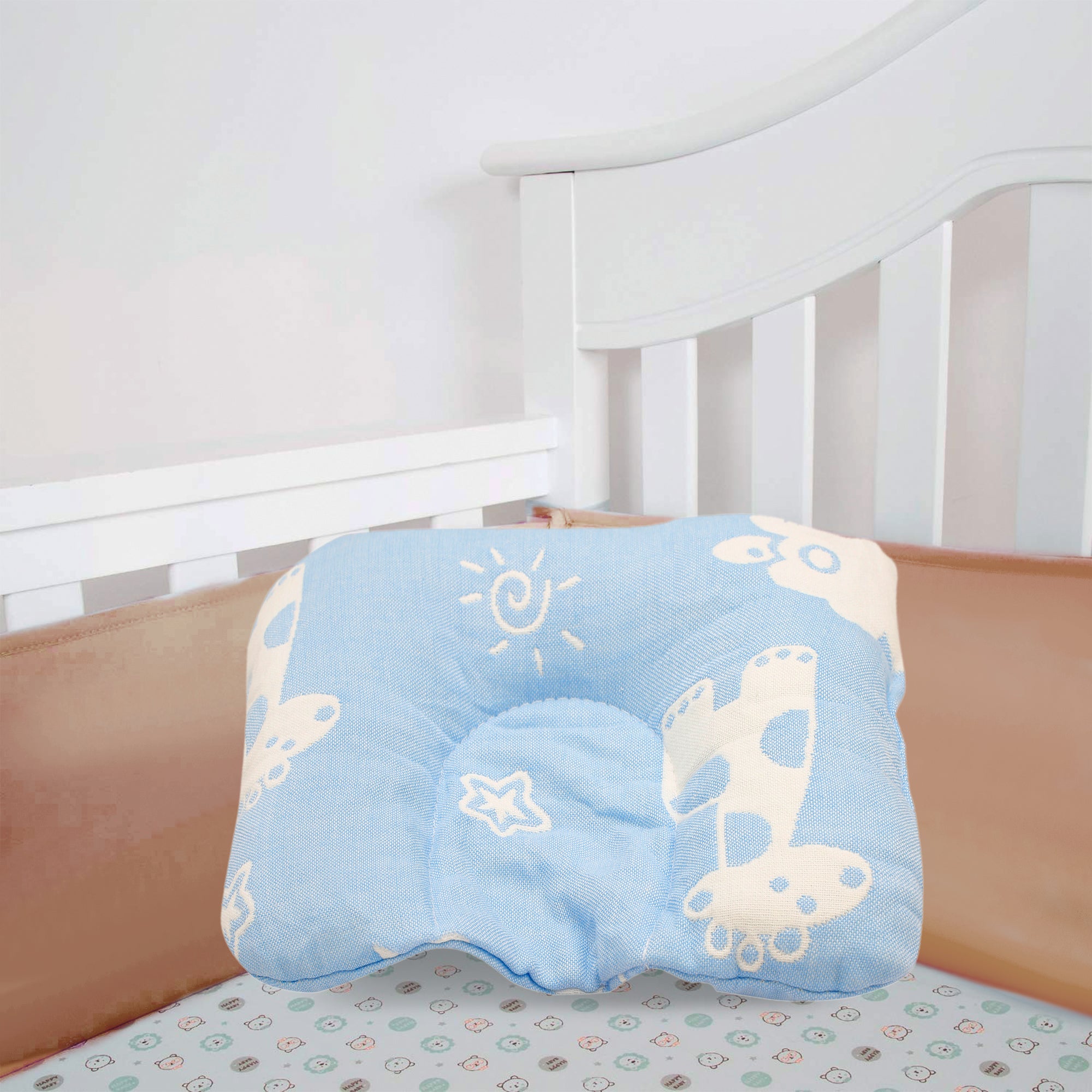 Giraffe Blue Baby Pillow - Baby Moo