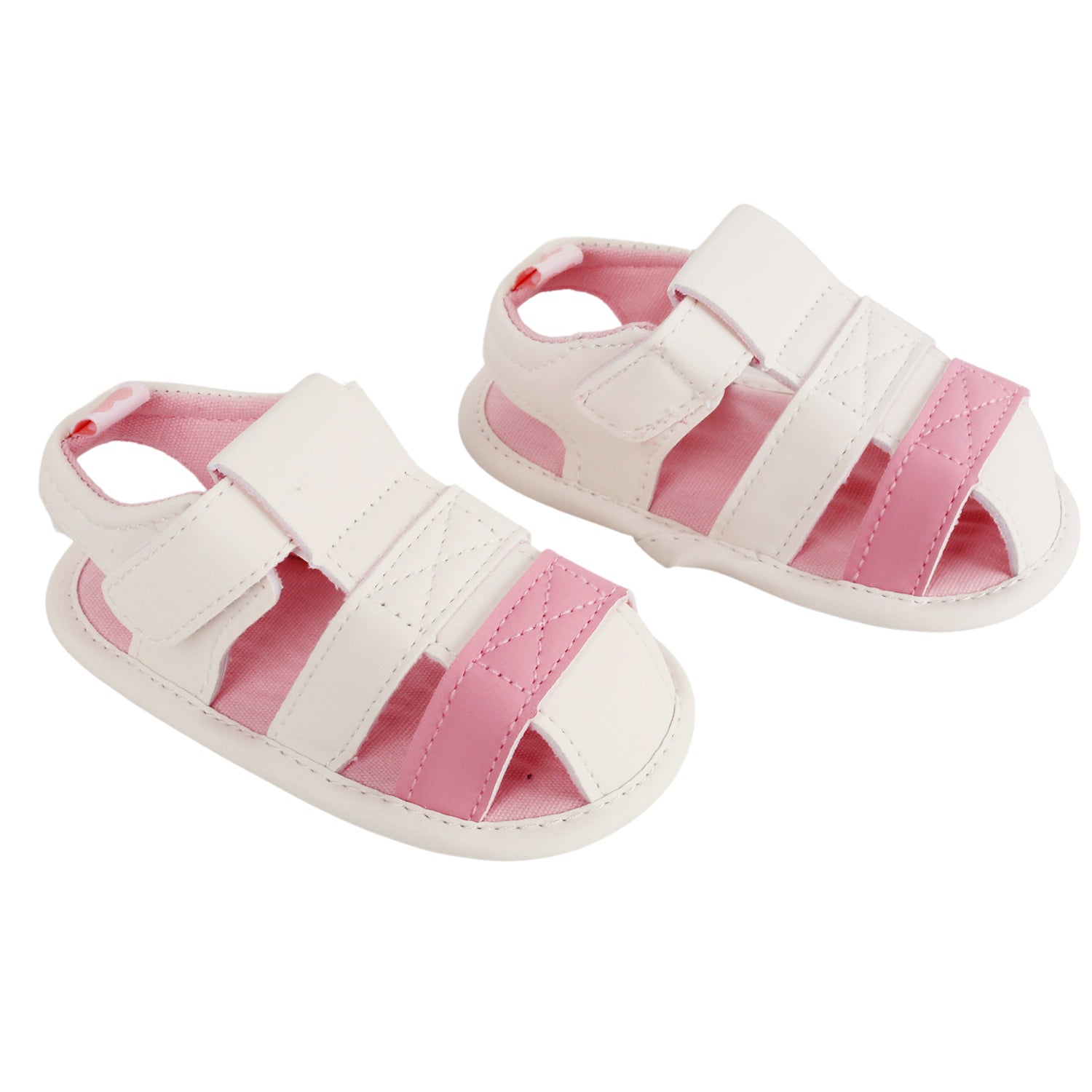 Baby Moo White And Pink Velcro Booties - Baby Moo