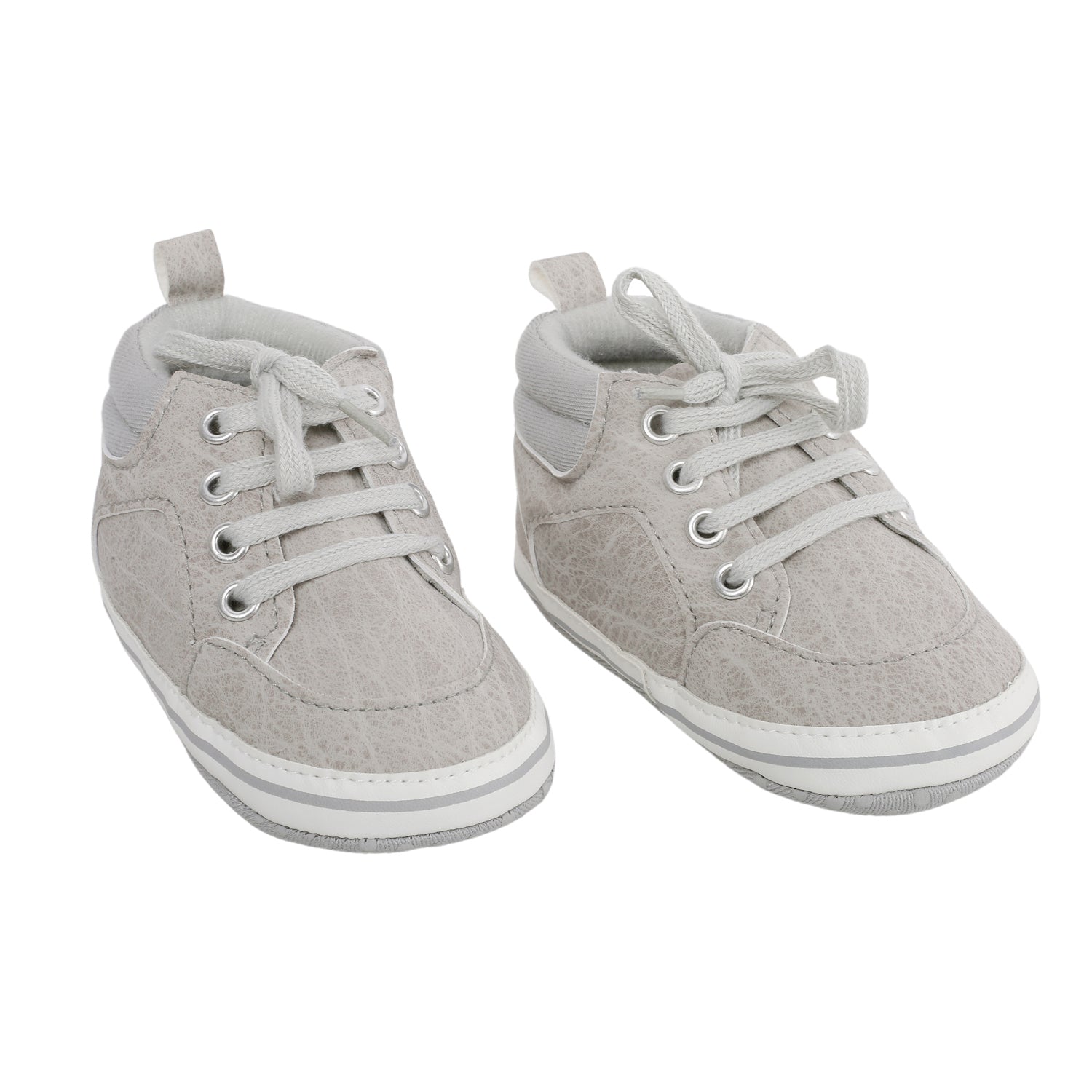 Baby Moo Textured Grey Lace Up Sneakers