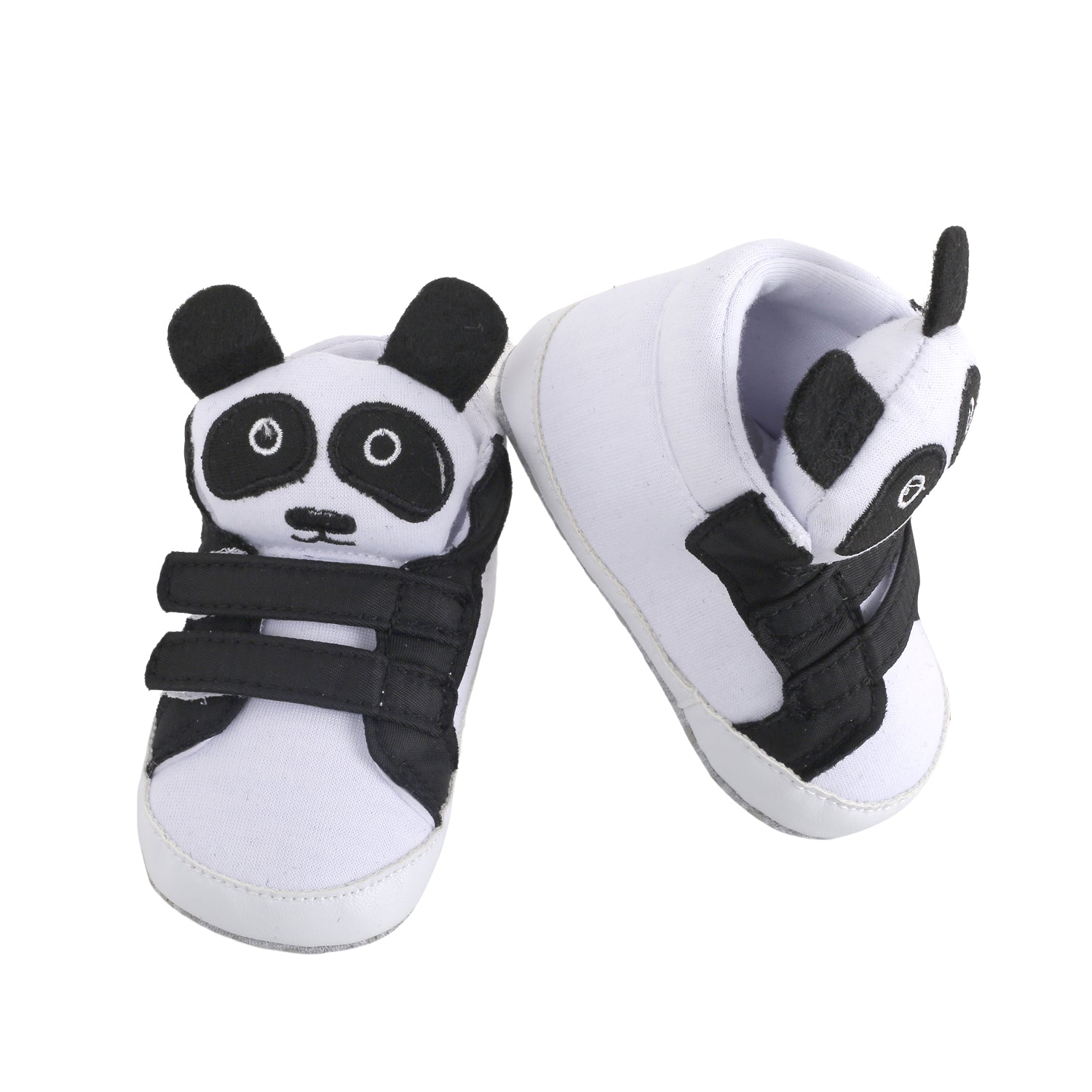 Panda Black Velcro Booties - Baby Moo