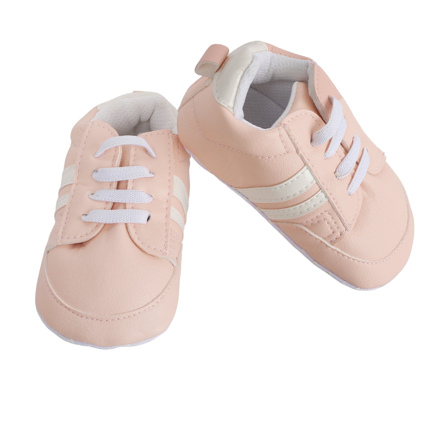 Baby Moo Striped Peach Lace Up Sneakers