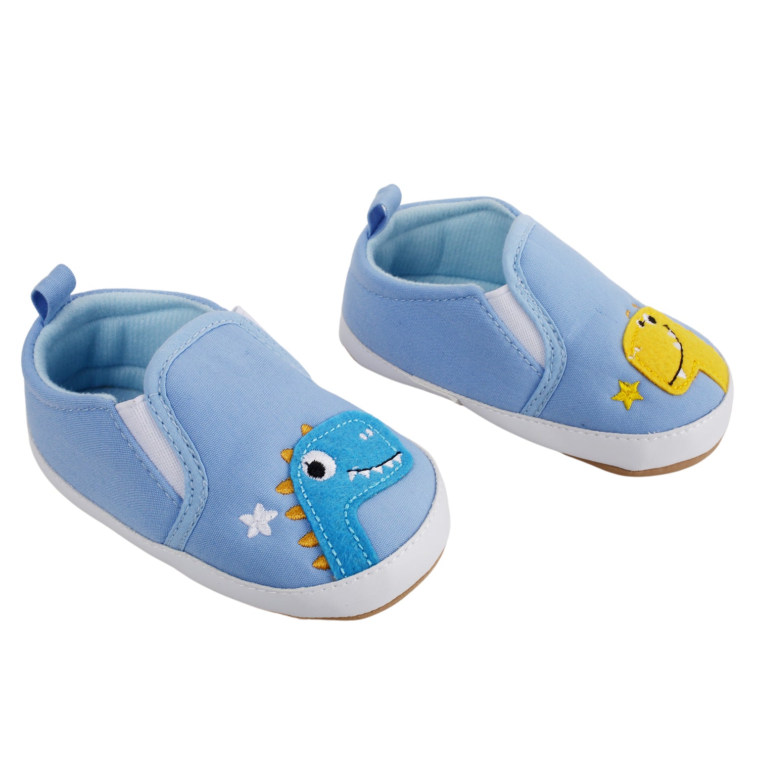 Baby Moo Dinosaur Blue Slip-On Booties - Baby Moo