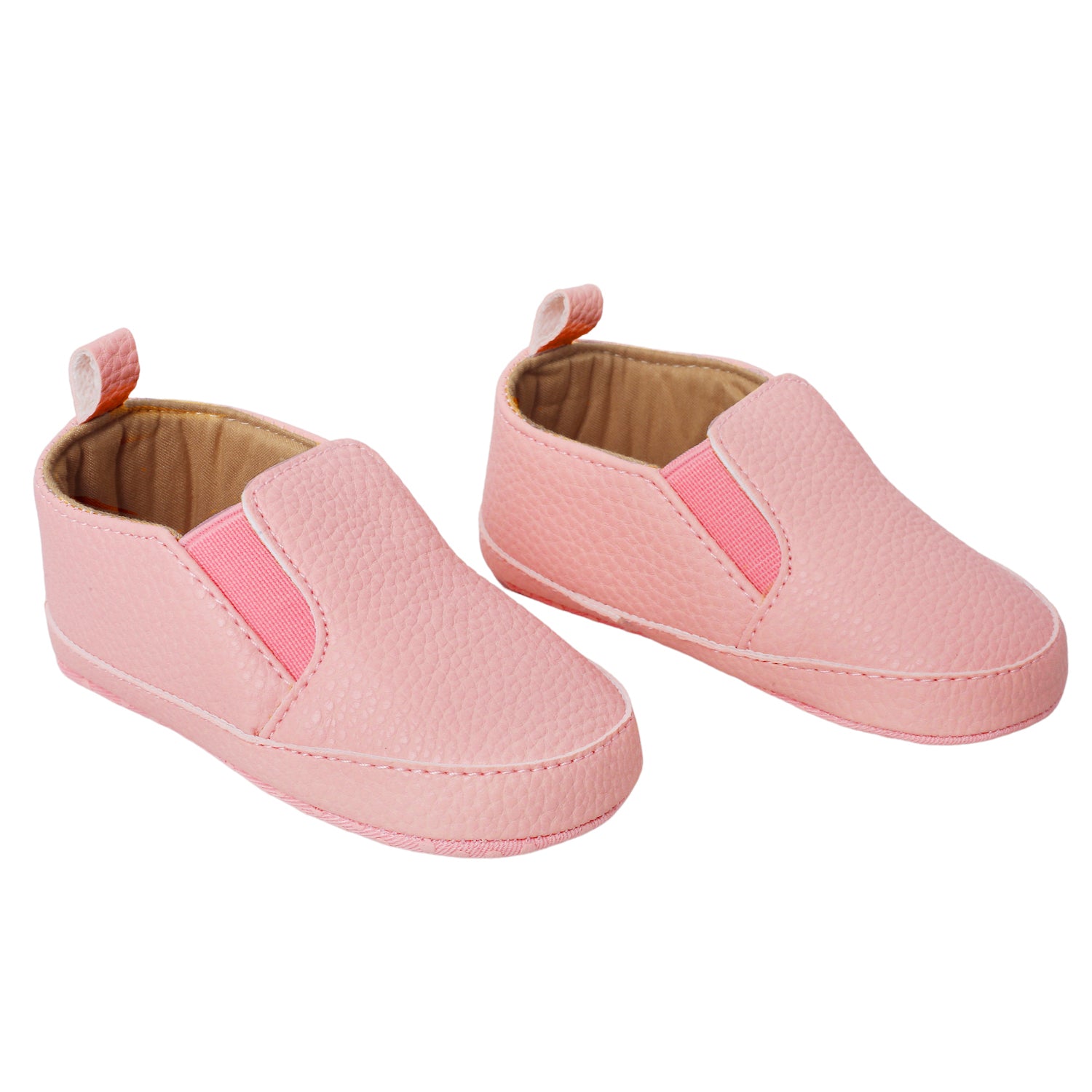 Baby Moo Leather Pink Slip-On Booties - Baby Moo