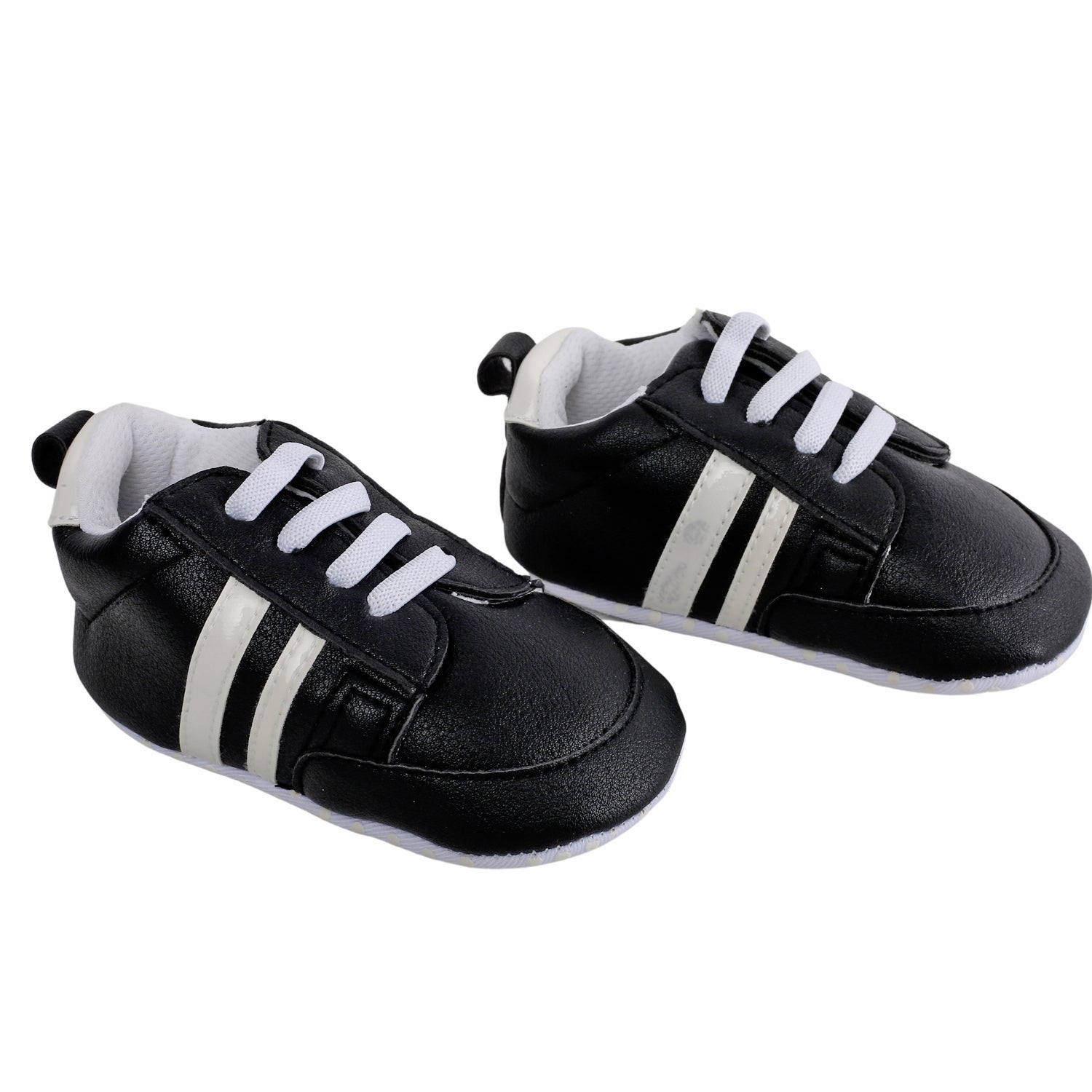 Baby Moo White Stripes On Black Sneakers - Baby Moo