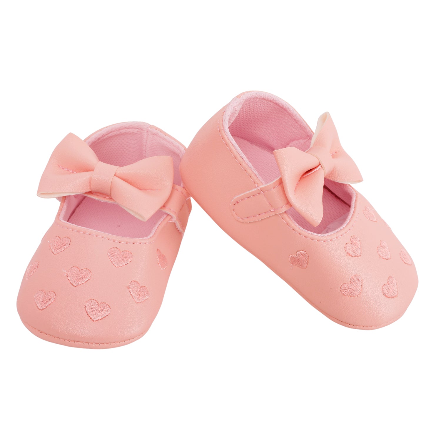 Baby Moo Hearts With Bow Pink Booties - Baby Moo