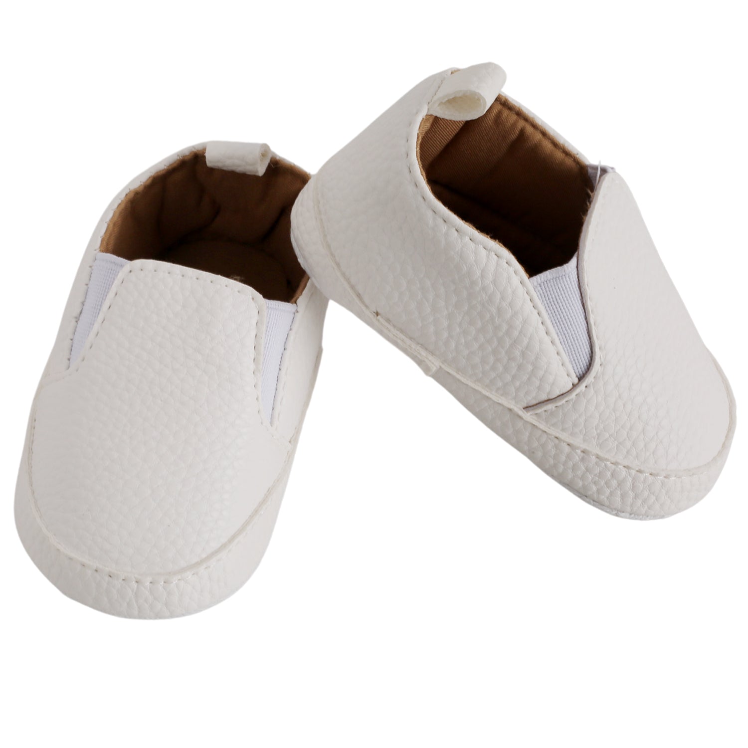 Baby Moo Leather White Slip-On Booties - Baby Moo
