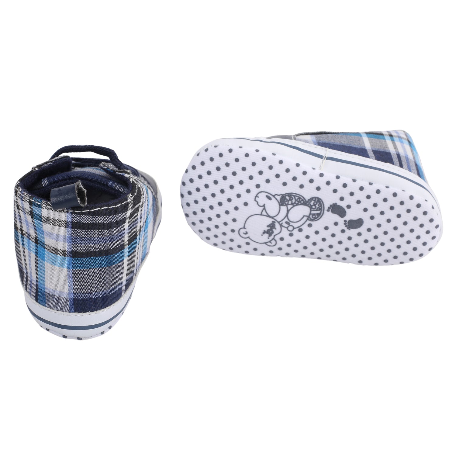 Baby Moo Checked Blue Sneakers - Baby Moo