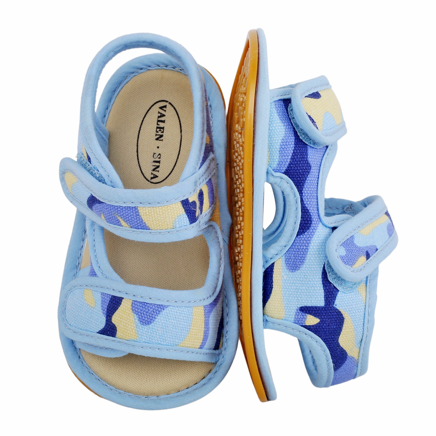 Baby Moo Camouflage Print Blue Open Toe Sandals - Baby Moo