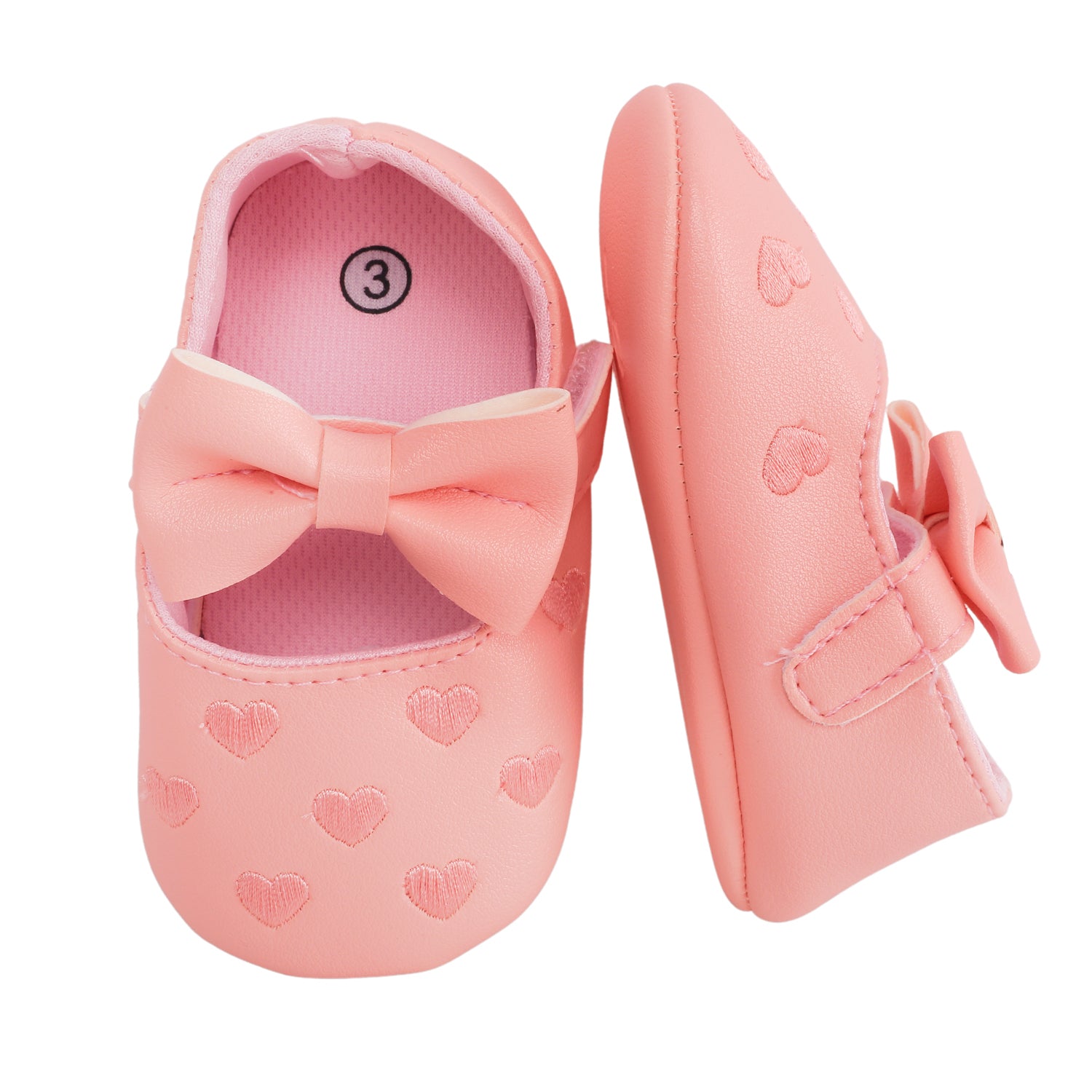 Baby Moo Hearts With Bow Pink Booties - Baby Moo