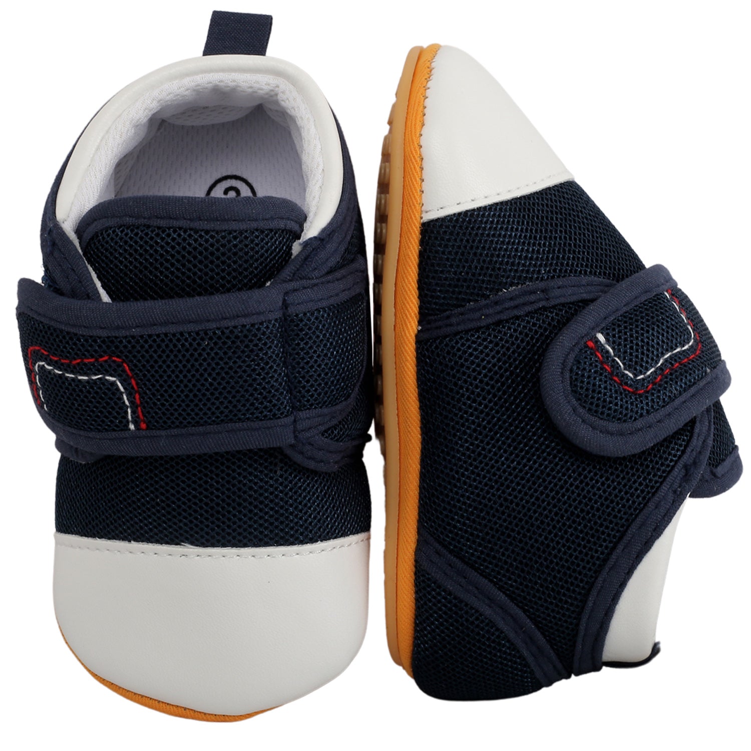 Casual Blue And White Velcro Booties - Baby Moo