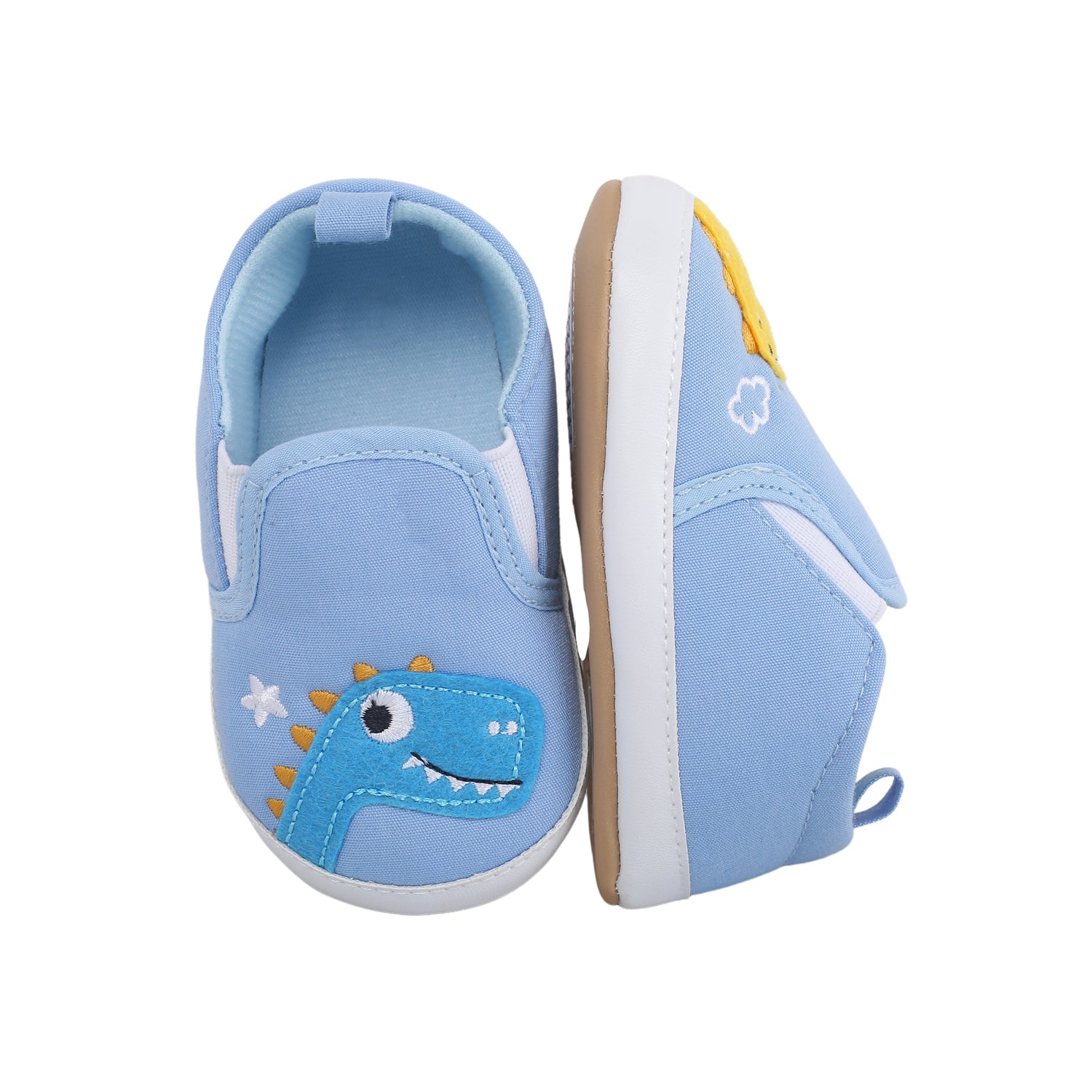 Baby Moo Dinosaur Blue Slip-On Booties - Baby Moo