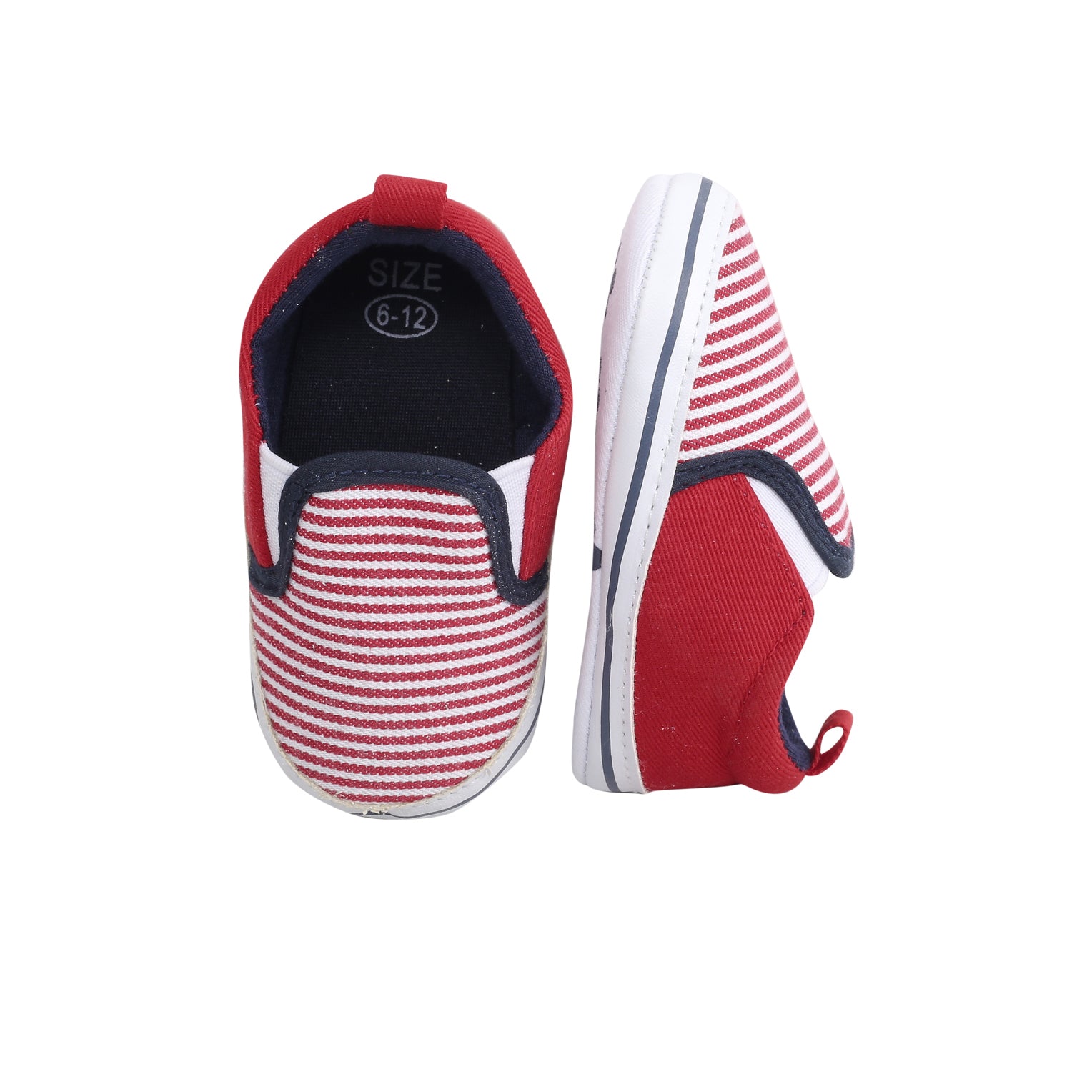 Baby Moo Striped Red Slip-On Booties - Baby Moo