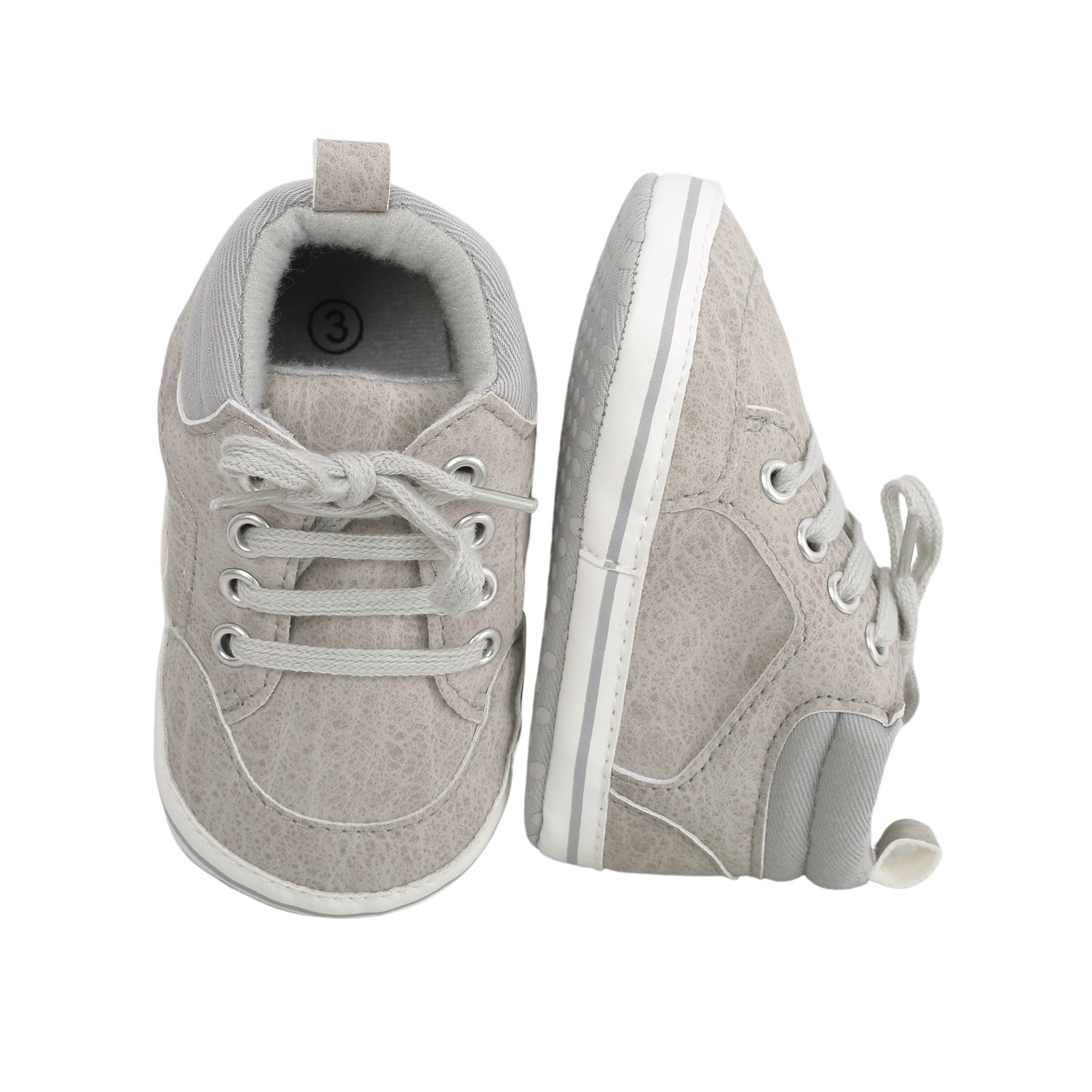 Baby Moo Textured Grey Lace Up Sneakers