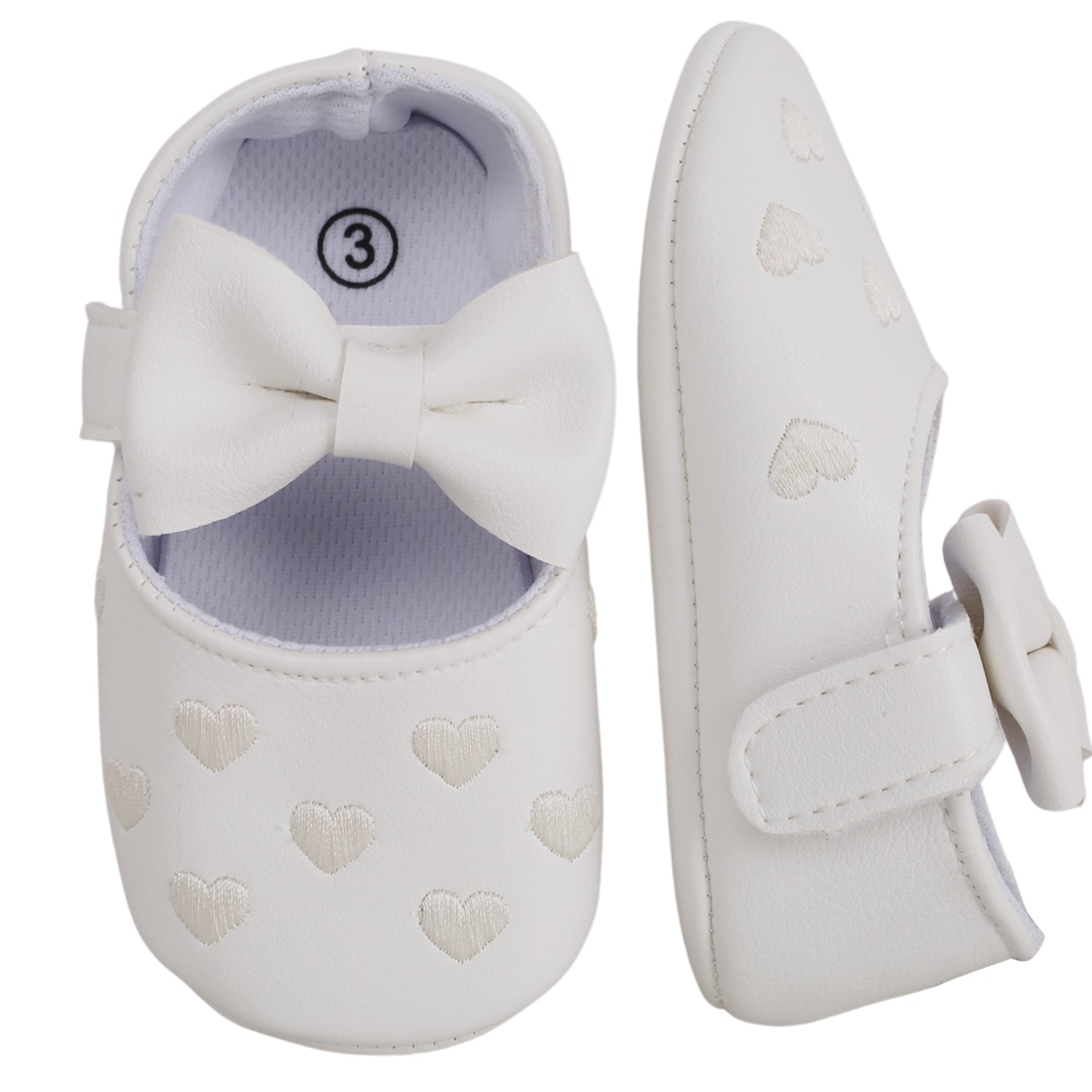 Baby Moo Hearts With Bow White Booties - Baby Moo
