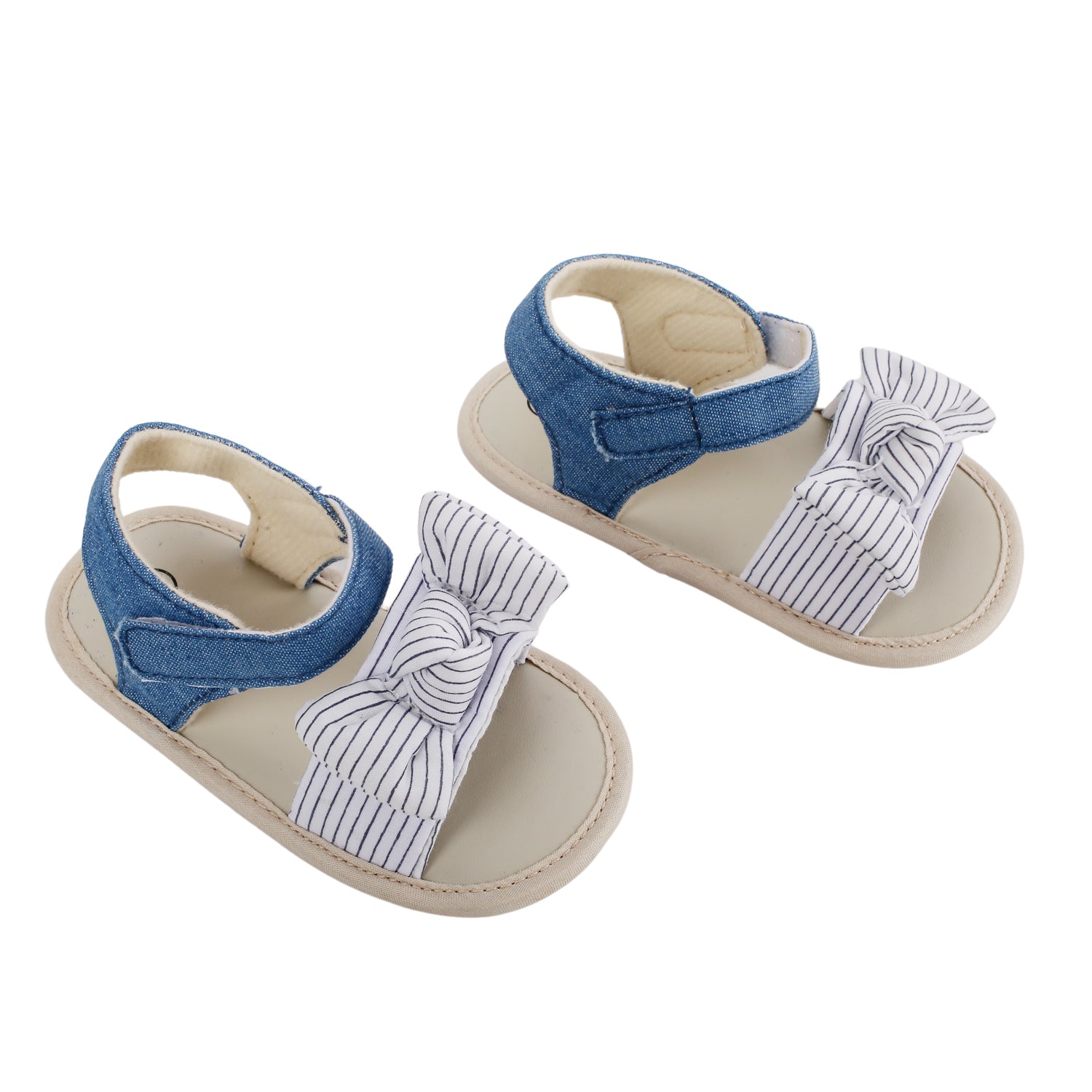Baby Moo Striped Blue Booties - Baby Moo
