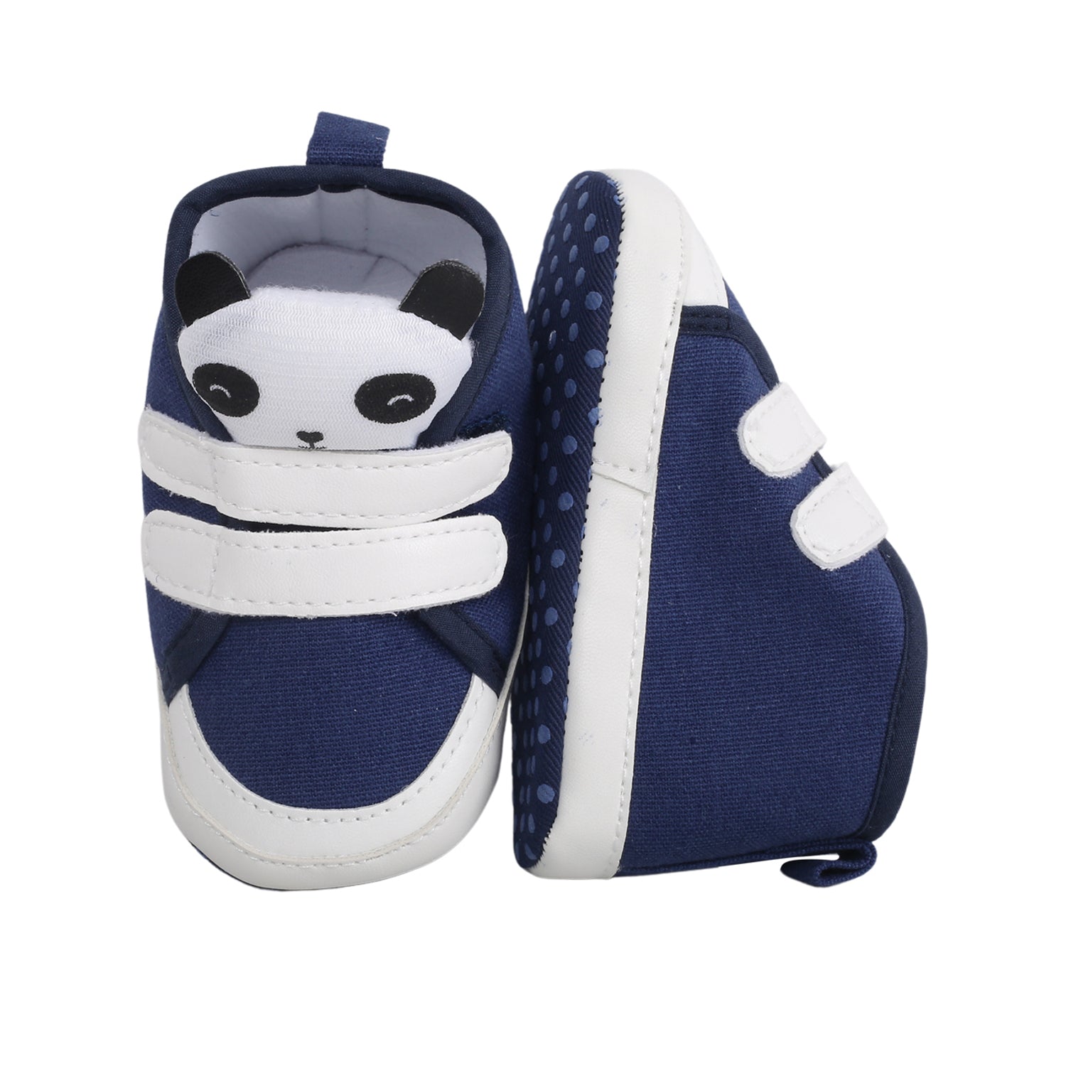 Baby Moo Panda Blue Velcro Booties - Baby Moo