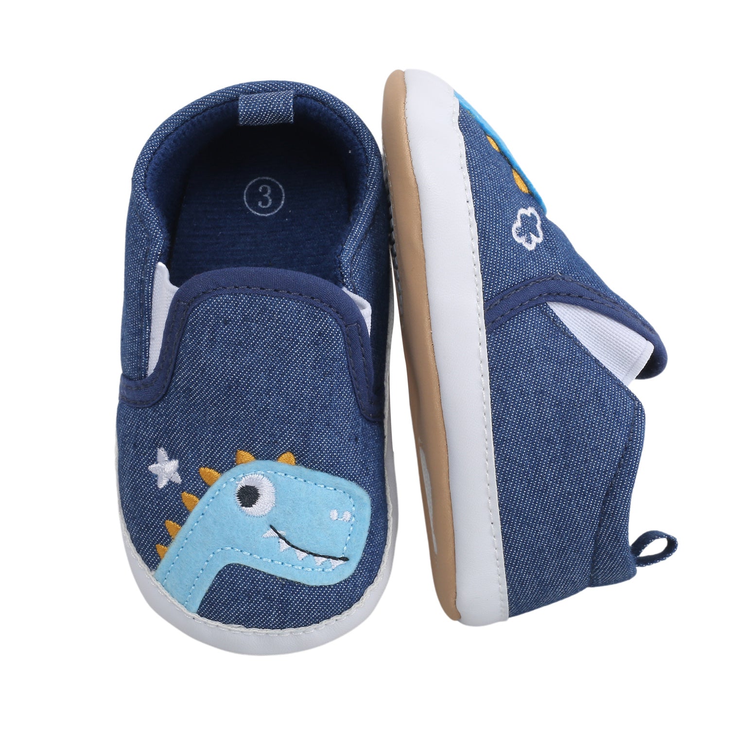 Baby Moo Dinosaur Navy Blue Slip-On Booties - Baby Moo