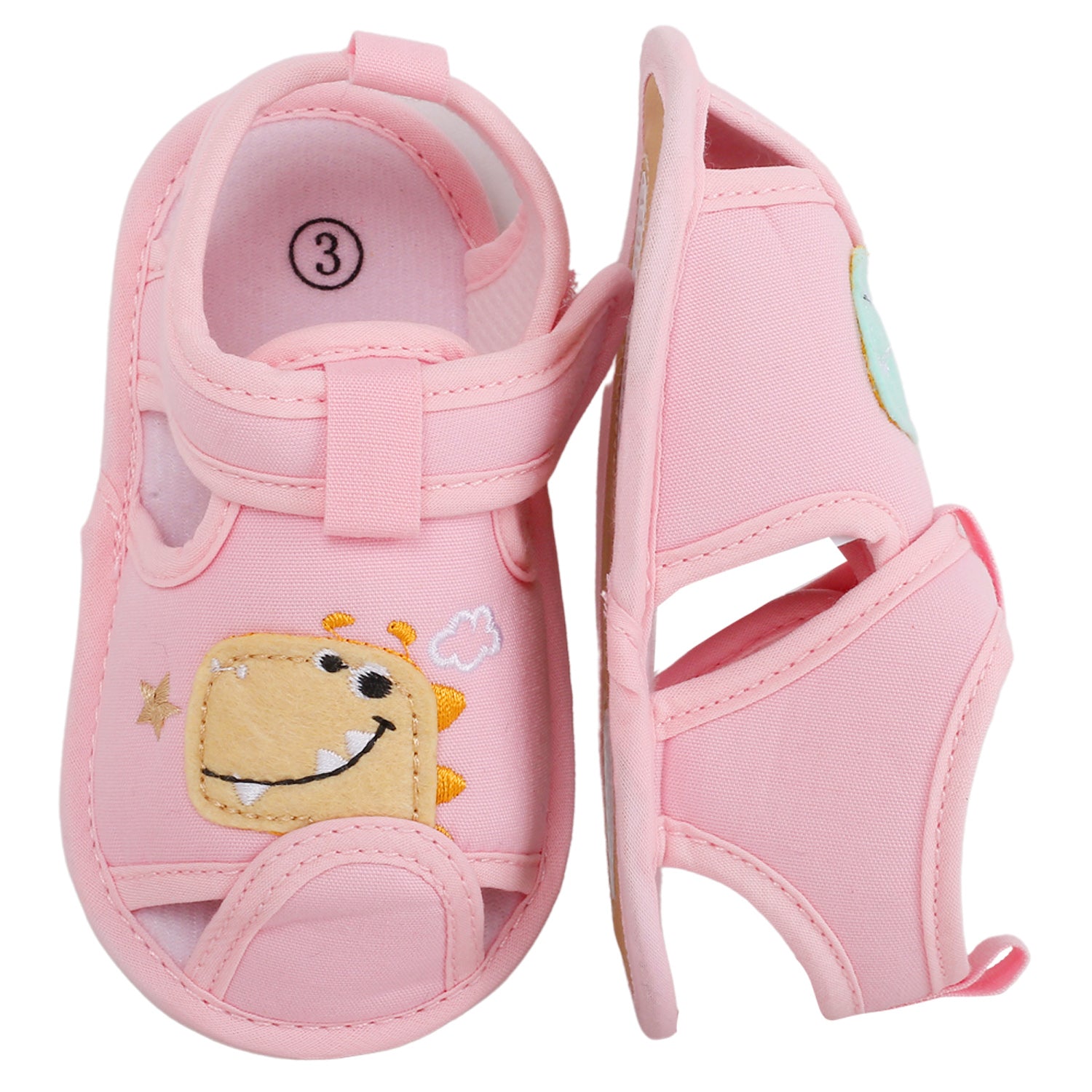 Baby Moo Dinosaur Pink Velcro Booties - Baby Moo