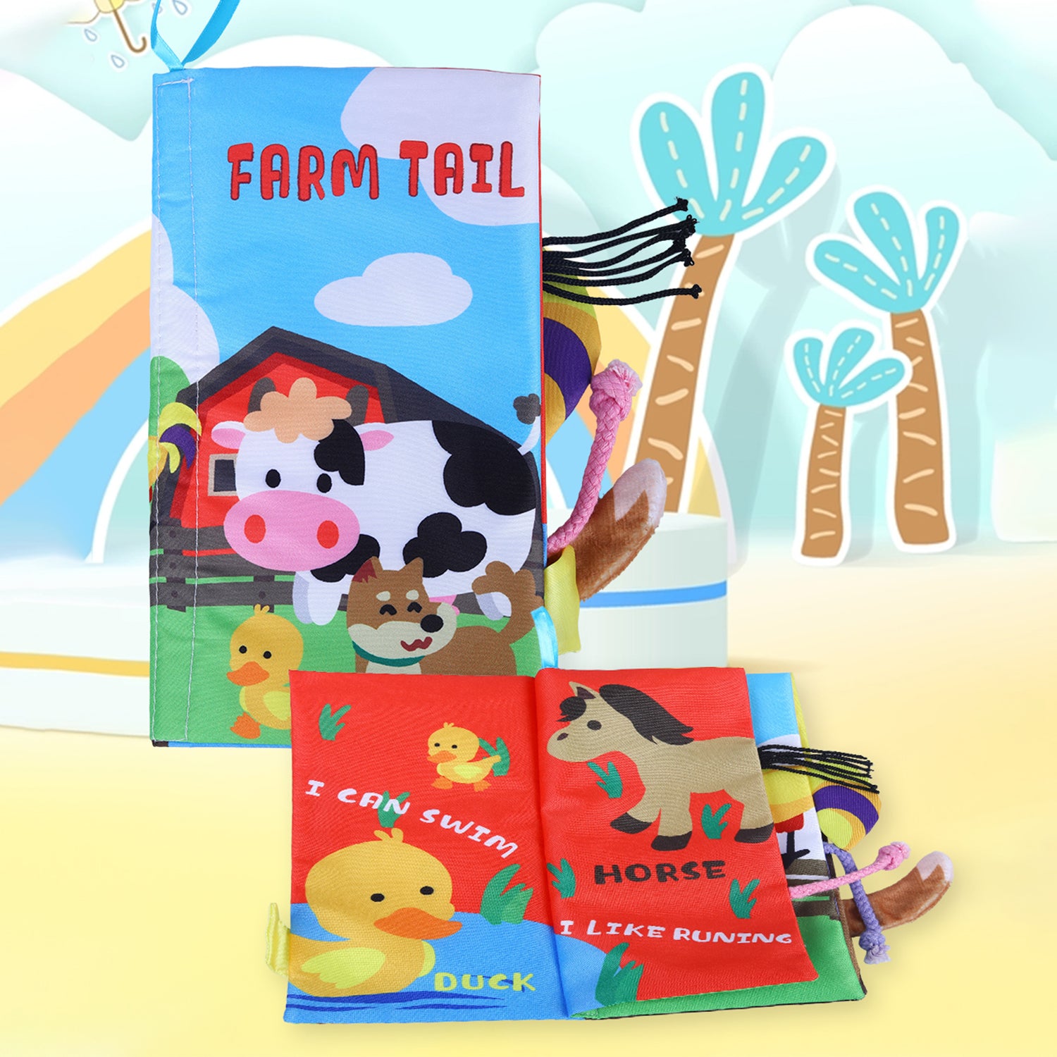 Farm Tail Early Children Sensory Development Interactive 3D Cloth Book With Rustle Paper - Multicolour - Baby Moo