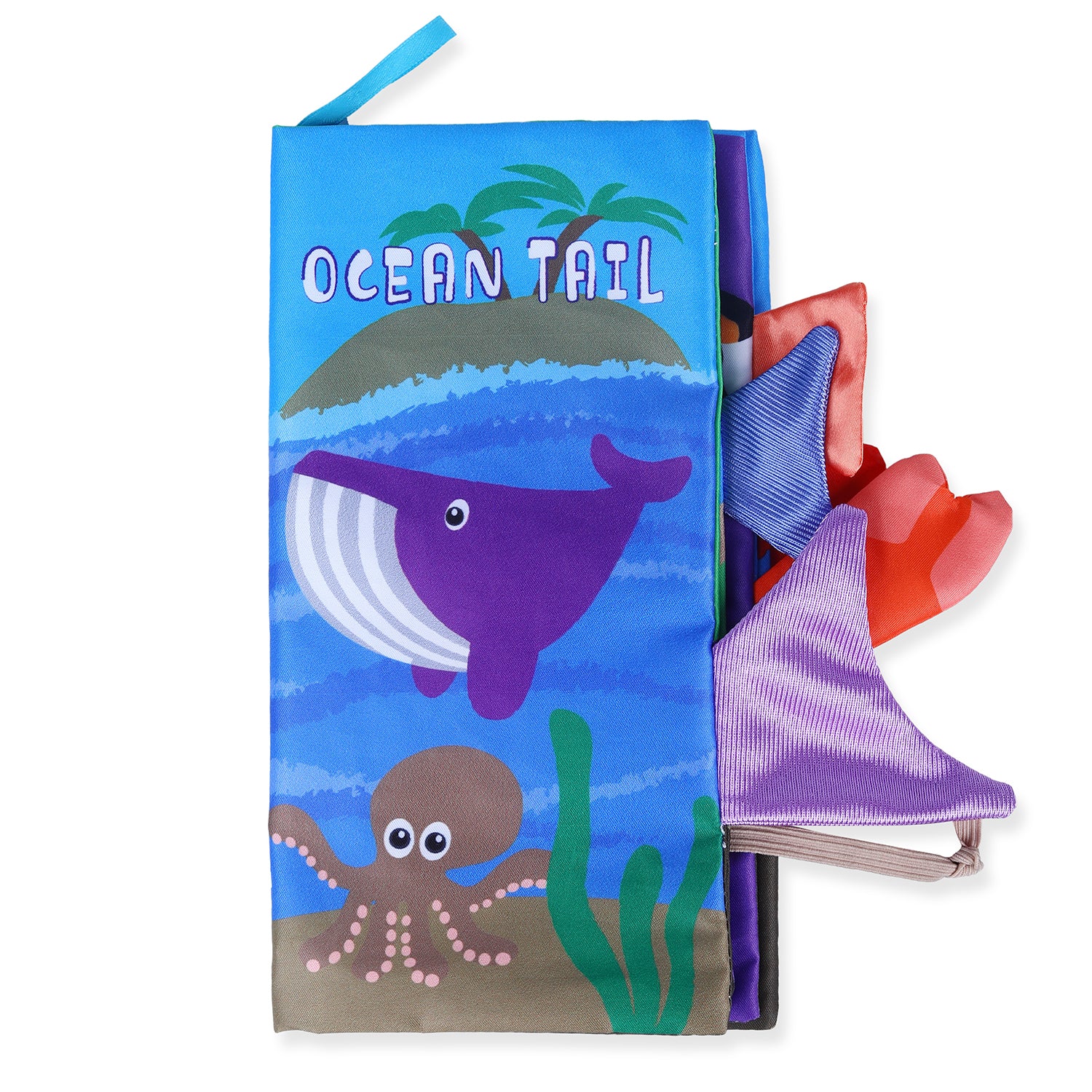 Ocean Tail Early Children Sensory Development Interactive 3D Cloth Book With Rustle Paper - Multicolour
