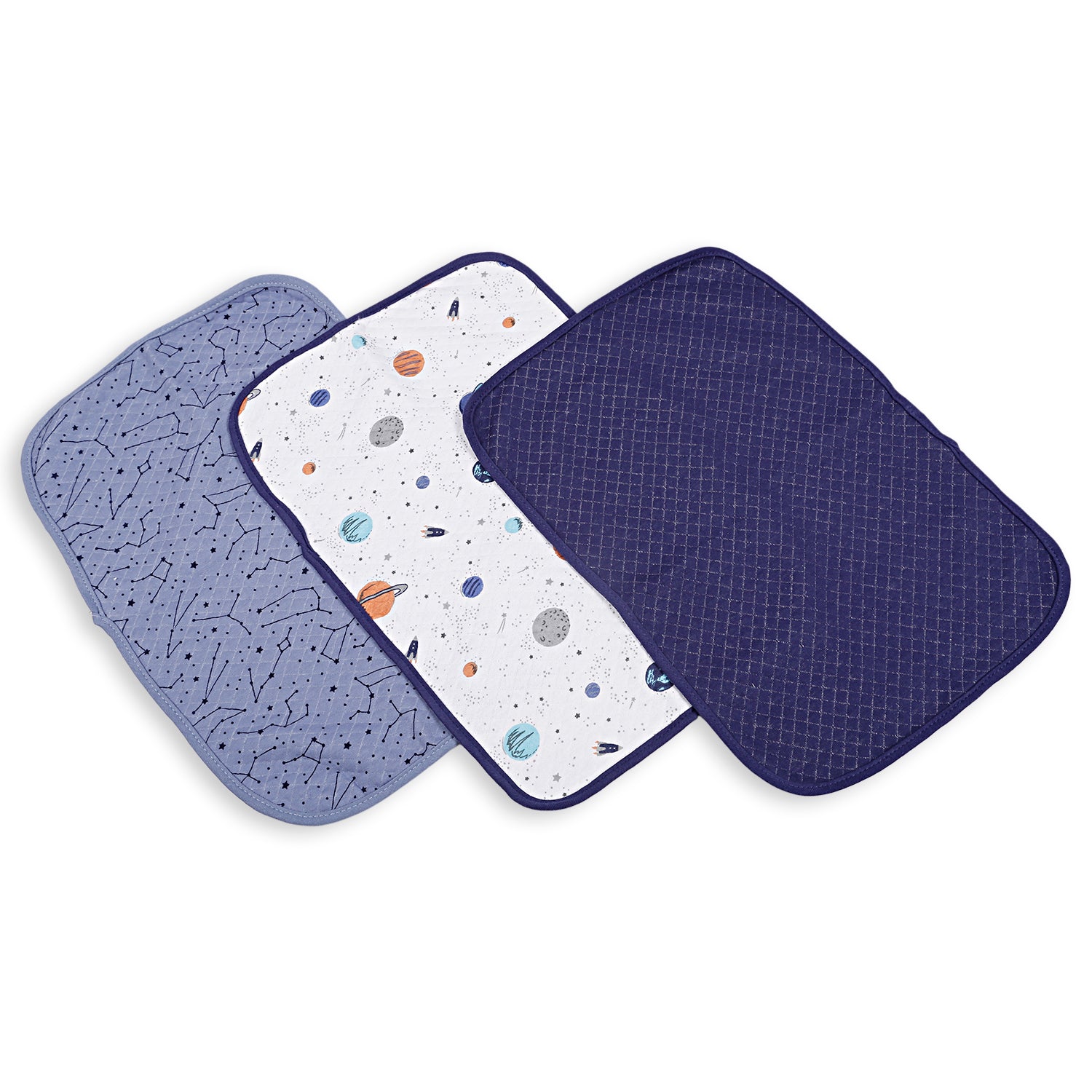 Burp Cloths For Drooling And Feeding Pack Of 3 Space Blue - Baby Moo