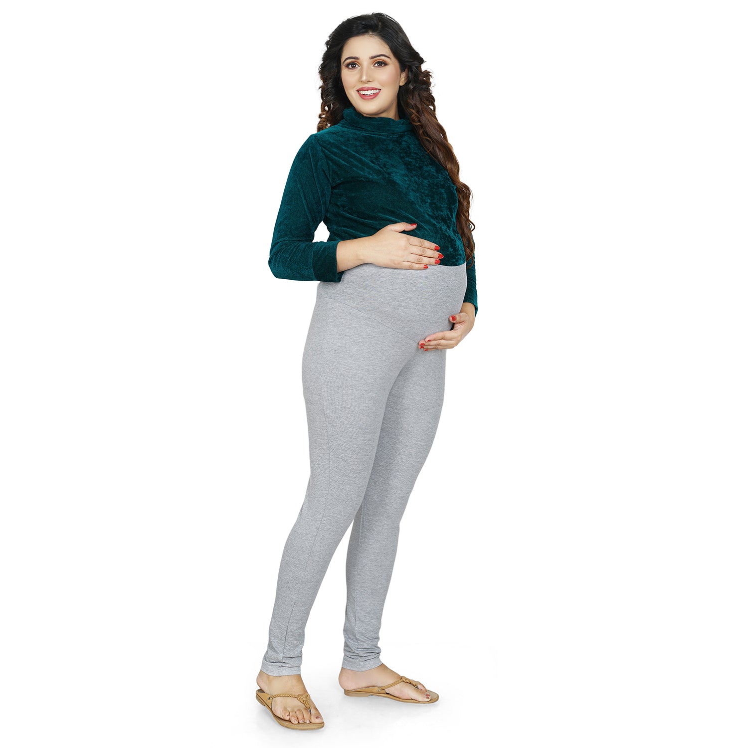 Baby Moo Soft And Comfy Full Length Maternity Leggings Solid - Grey - Baby Moo