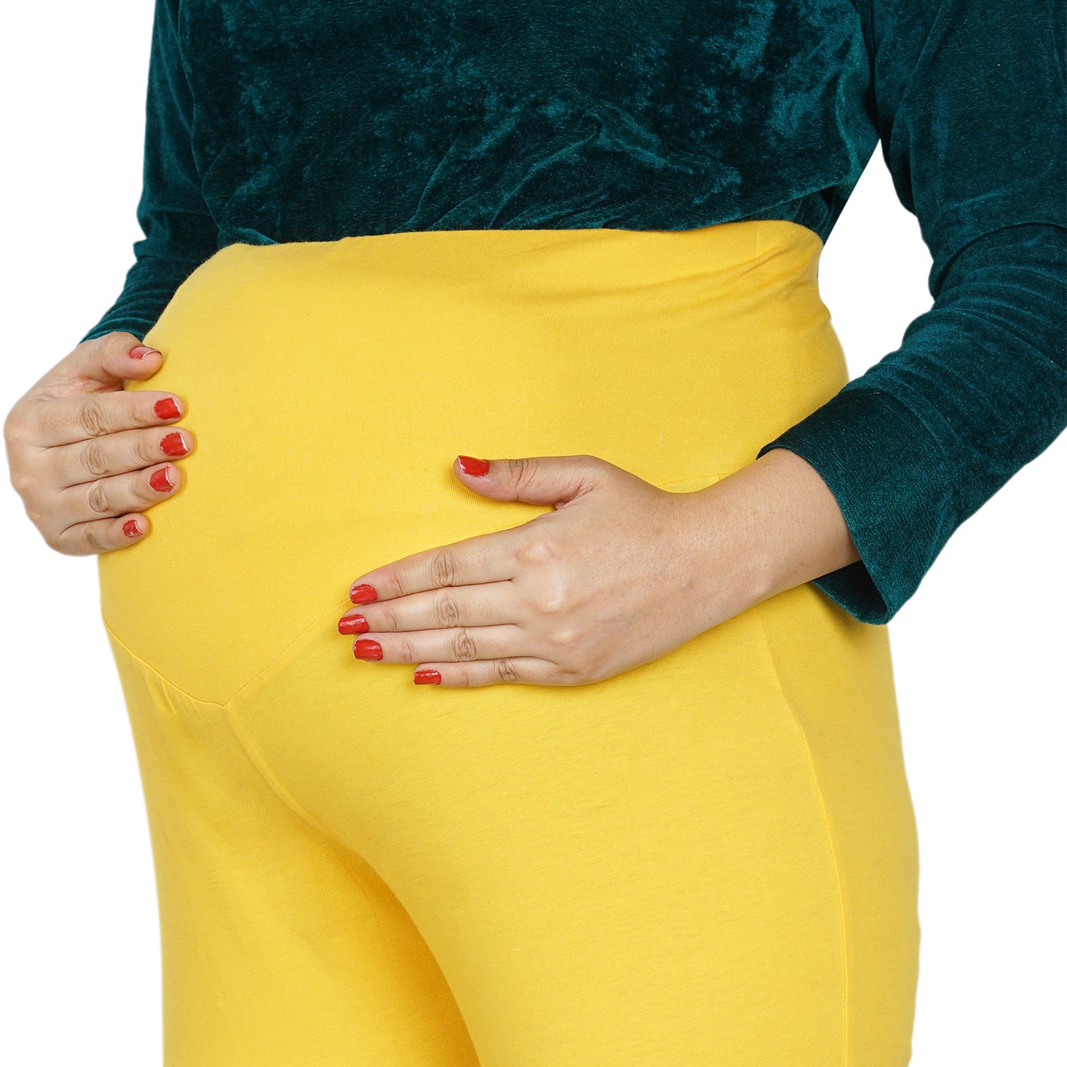 Baby Moo Soft And Comfy Full Length Maternity Leggings Solid - Yellow - Baby Moo