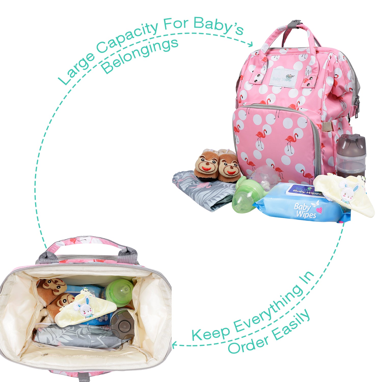Diaper Bag 
Maternity Backpack Flamingo Pink - Baby Moo