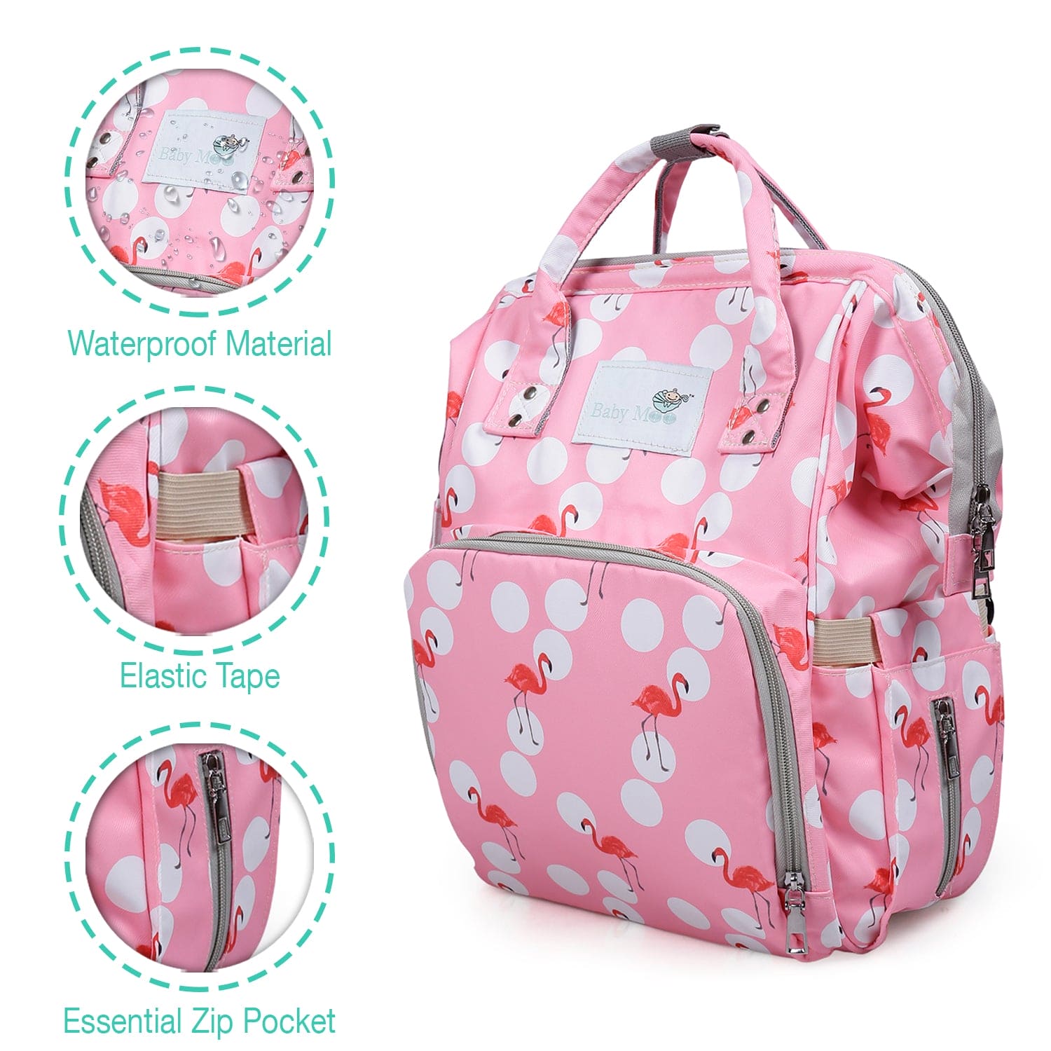 Diaper Bag 
Maternity Backpack Flamingo Pink - Baby Moo