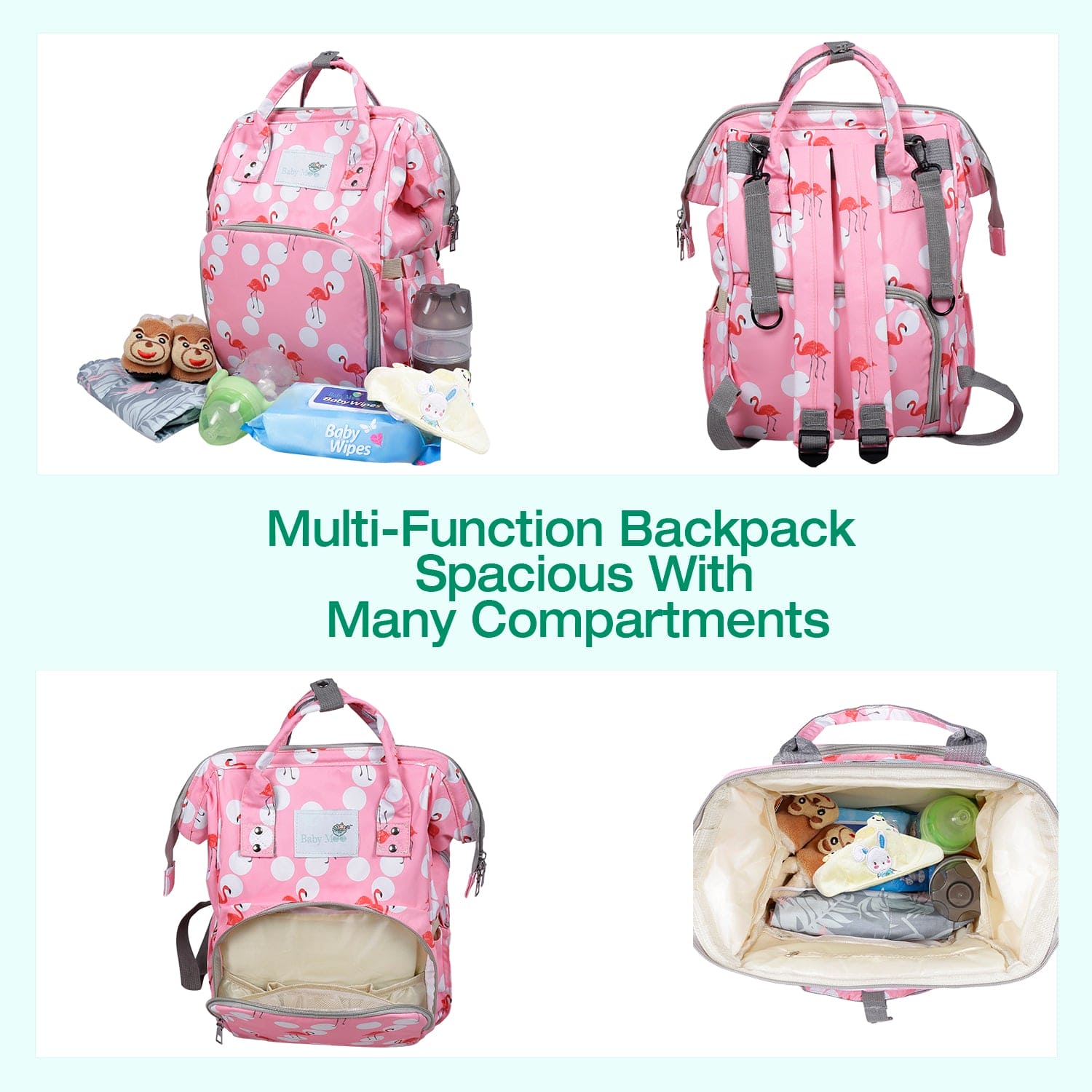 Diaper Bag 
Maternity Backpack Flamingo Pink - Baby Moo