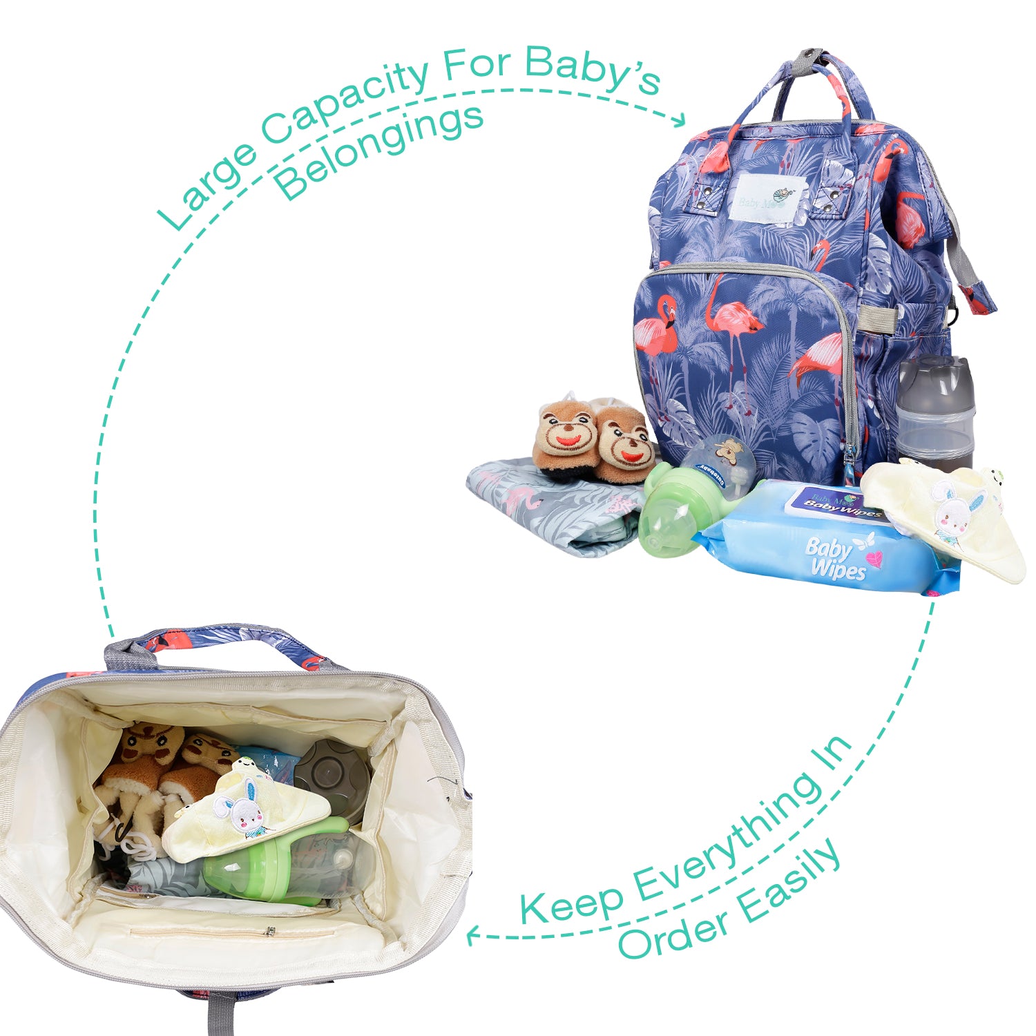 Diaper Bag 
Maternity Backpack Flamingo Blue - Baby Moo