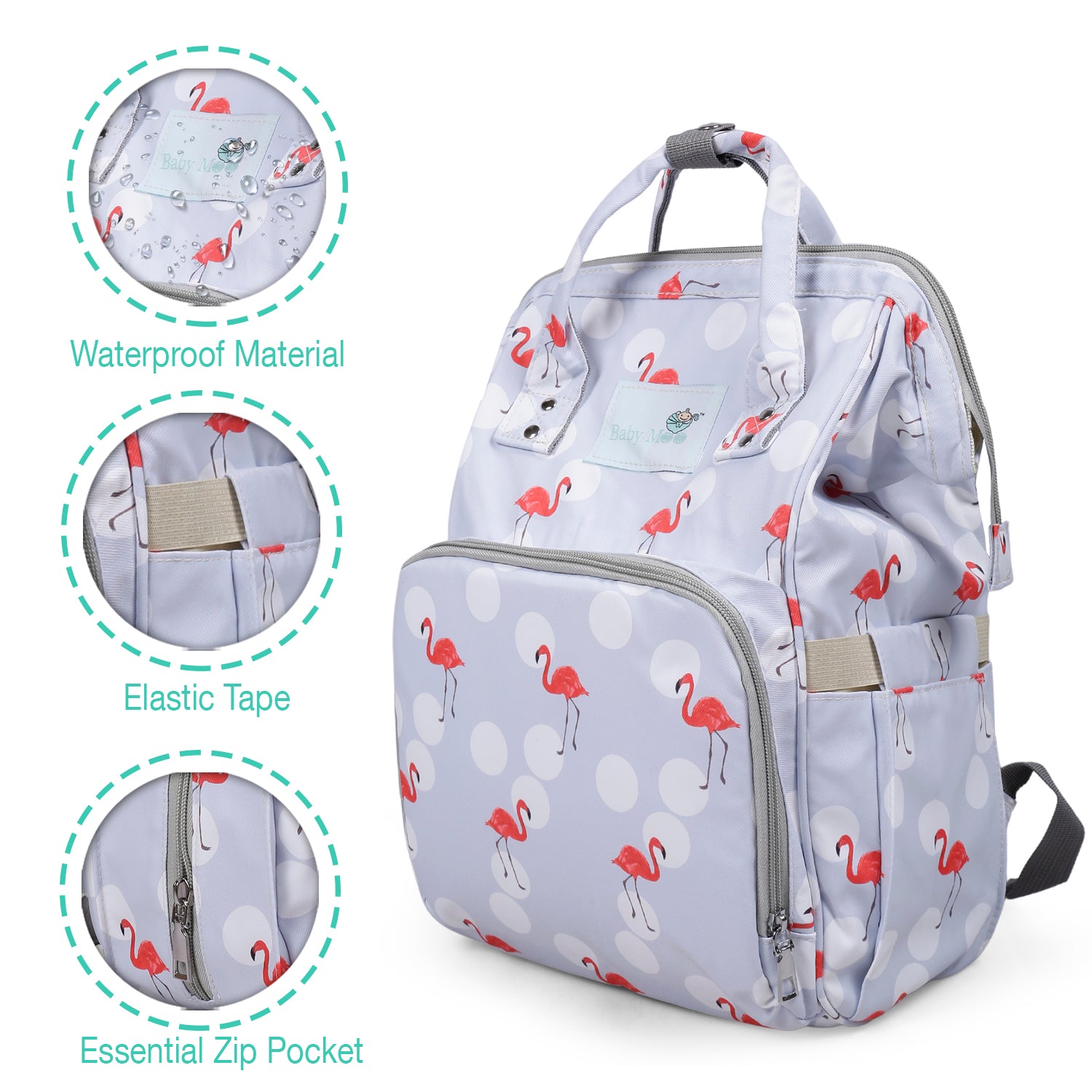 Diaper Bag 
Maternity Backpack Flamingo Gery - Baby Moo