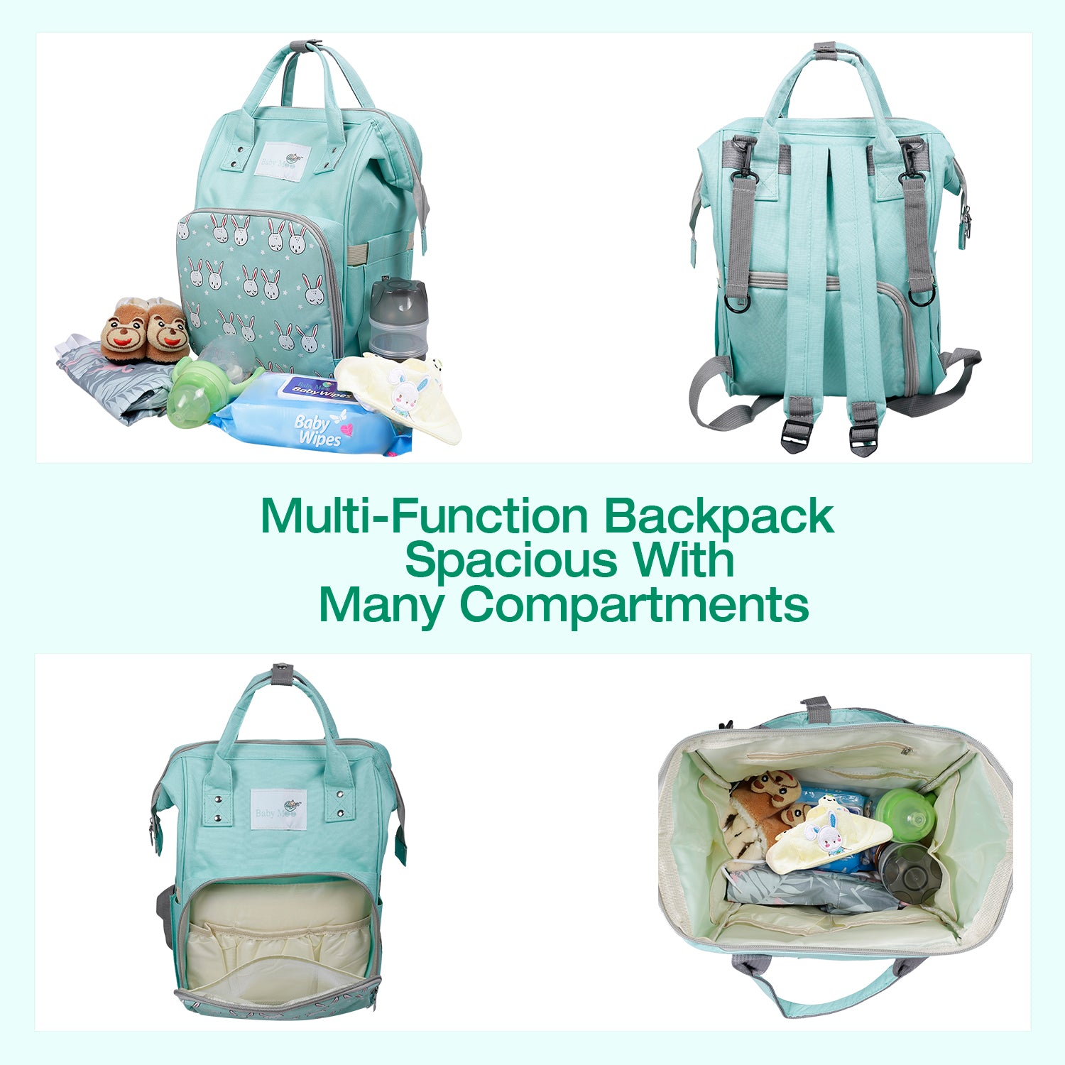 Diaper Bag 
Maternity Backpack Rabbit Green - Baby Moo