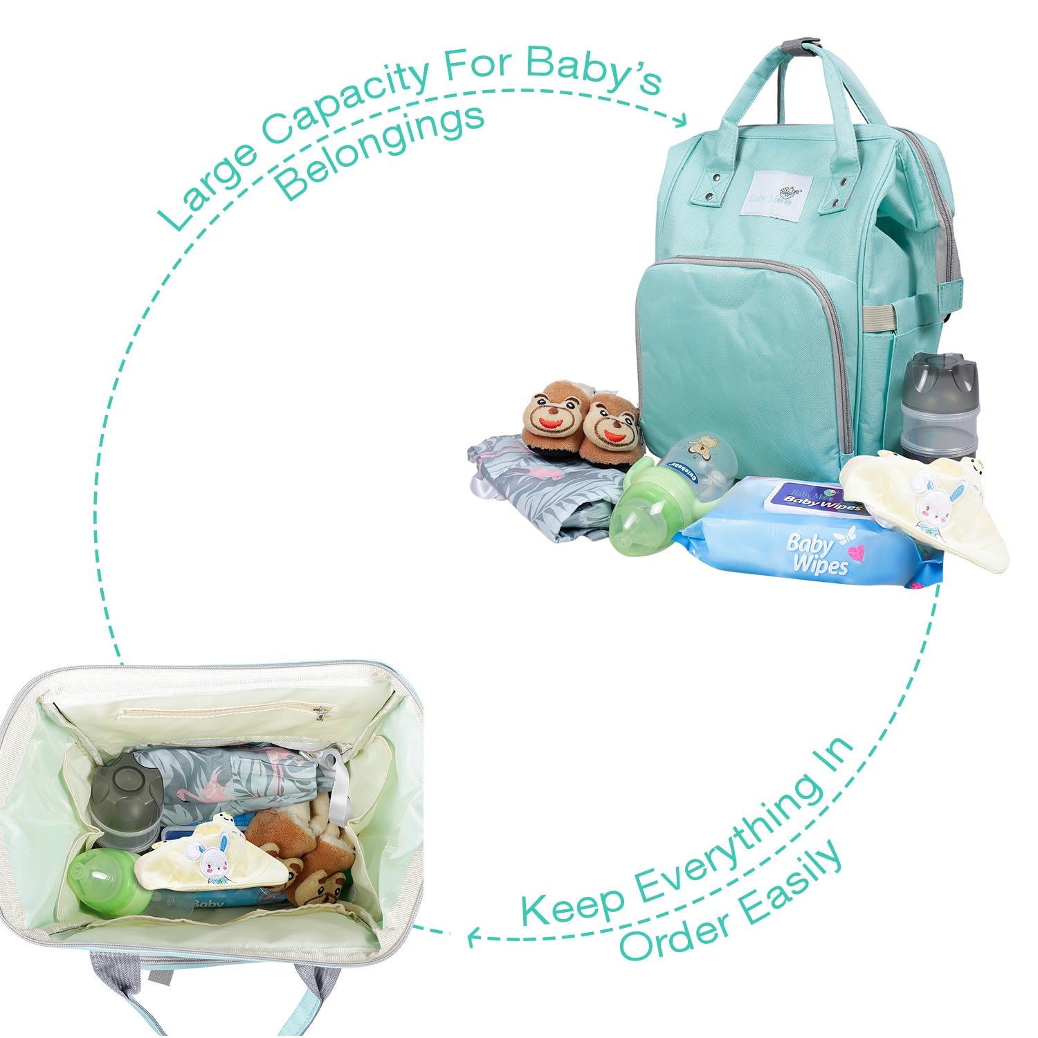 Diaper Bag 
Maternity Backpack Solid Sea Green - Baby Moo