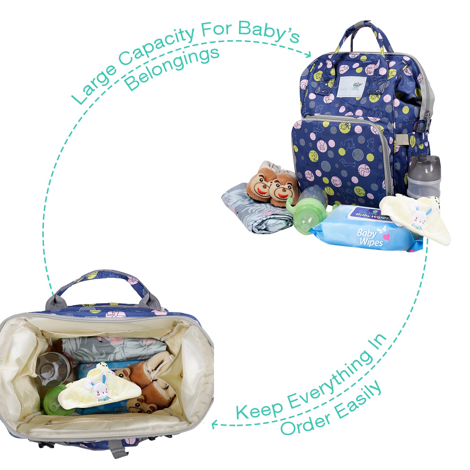 Diaper Bag 
Maternity Backpack Animal Printed
 Blue