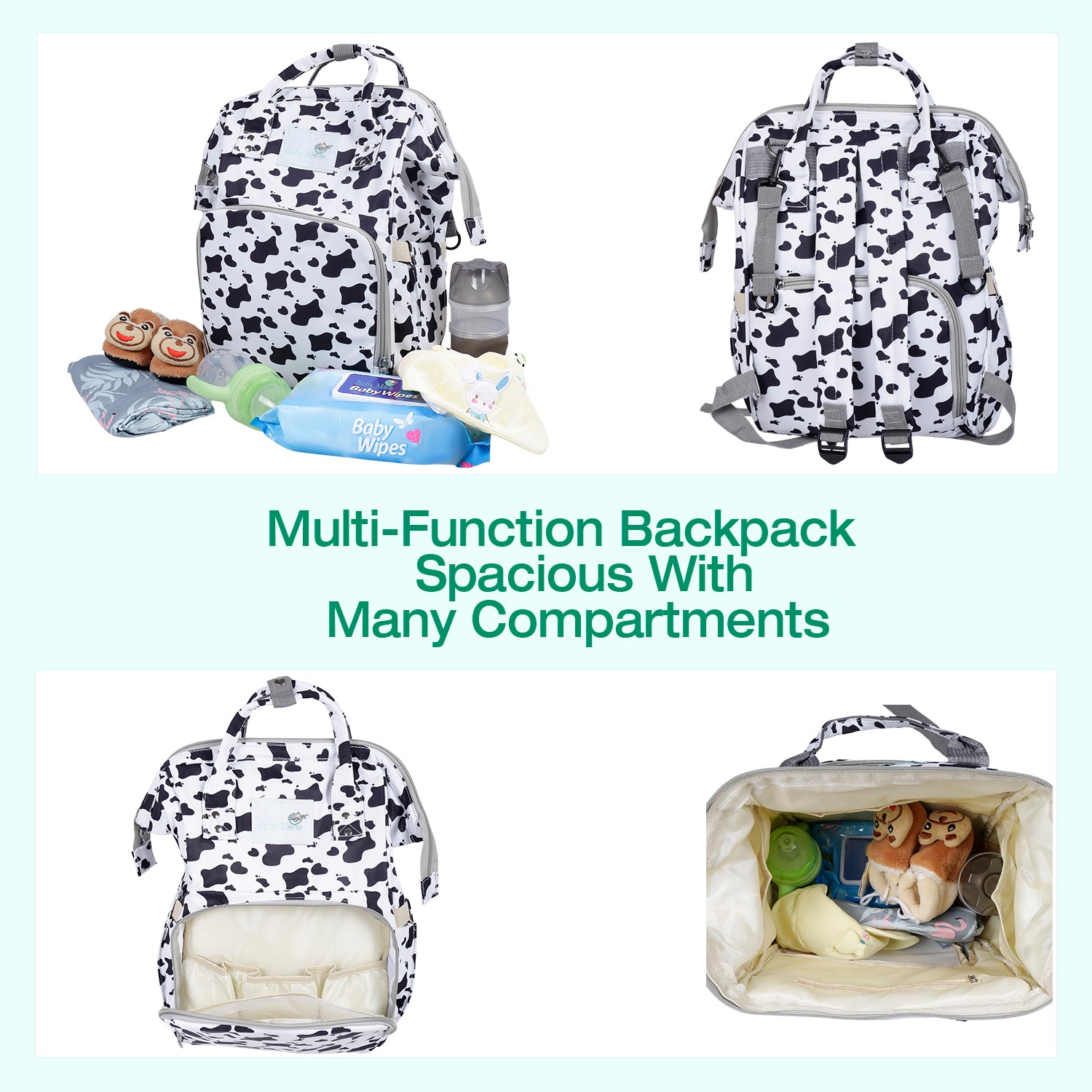 Diaper Bag 
Maternity Backpack Cow Black And White