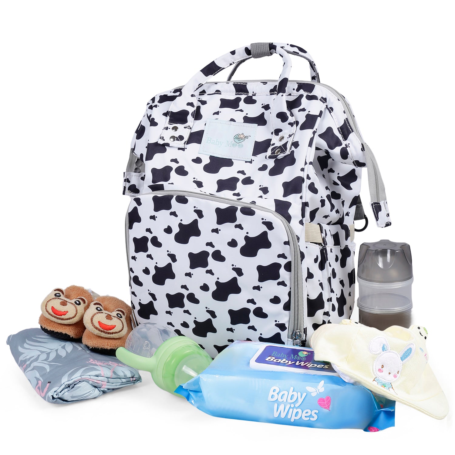 Diaper Bag 
Maternity Backpack Cow Black And White