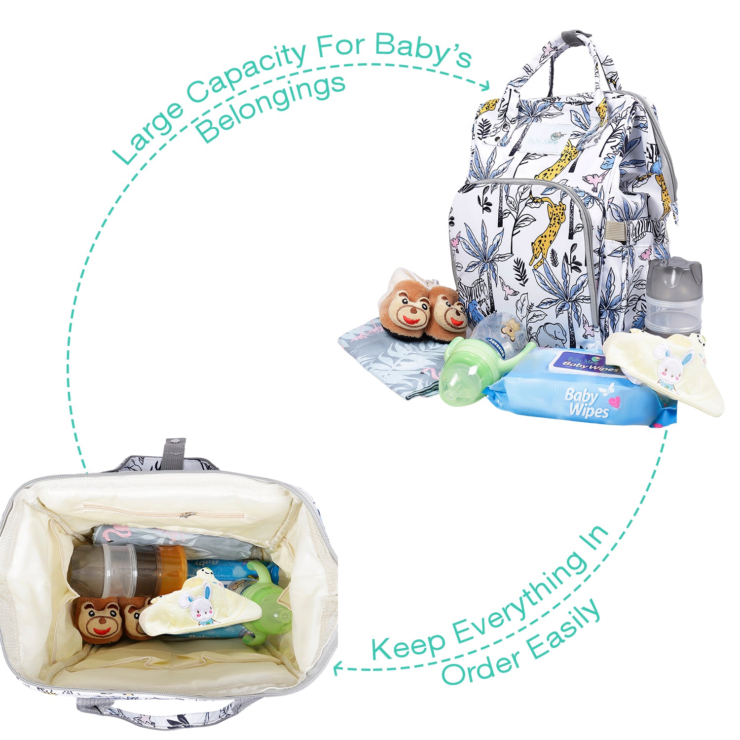 Diaper Bag 
Maternity Backpack Cheetah In The Jungle
 White - Baby Moo