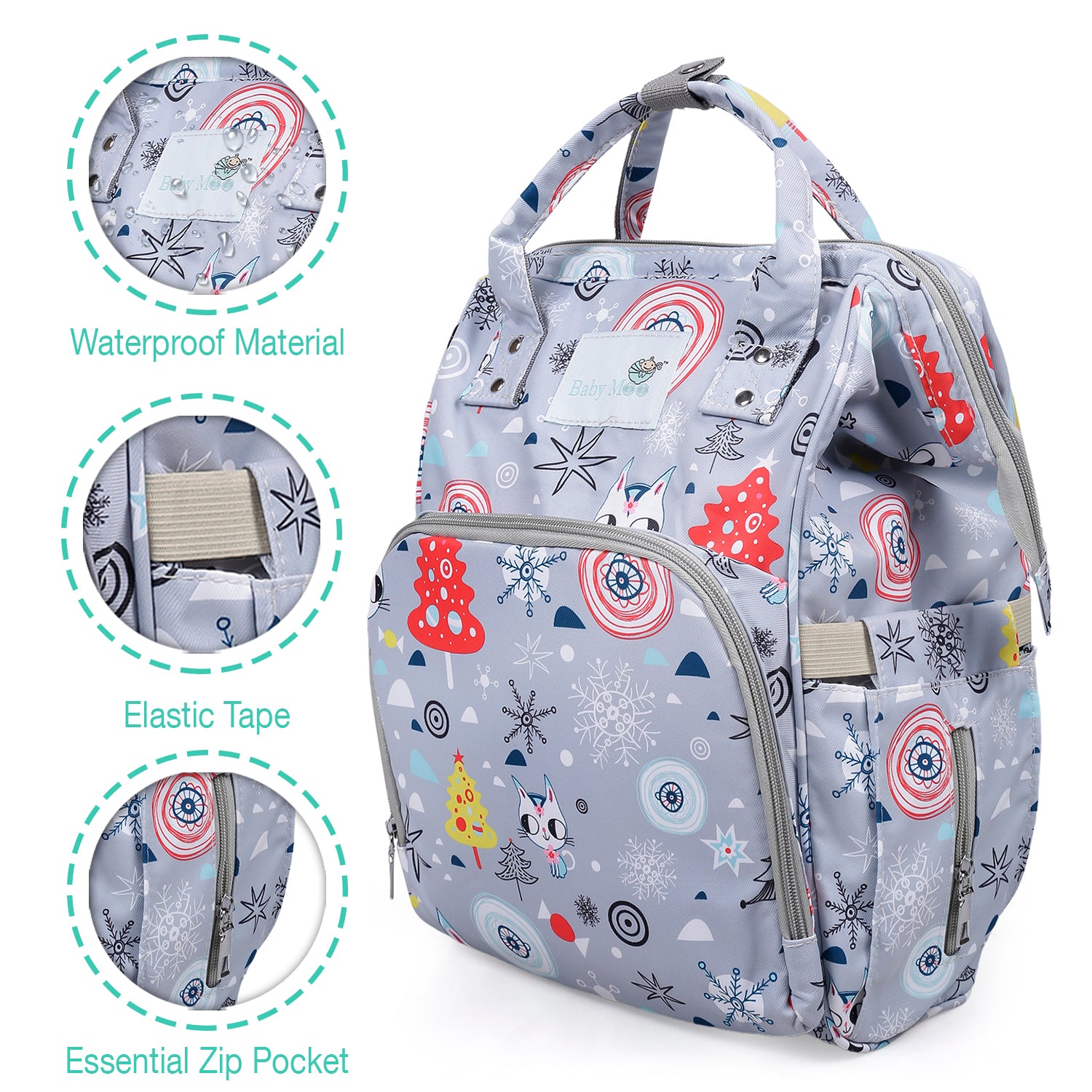 Diaper Bag 
Maternity Backpack Winter Wonderland Grey - Baby Moo
