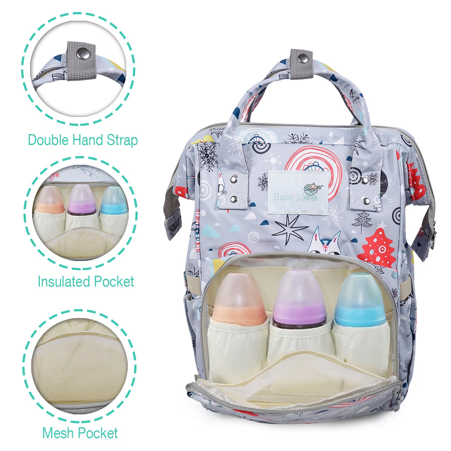 Diaper Bag 
Maternity Backpack Winter Wonderland Grey - Baby Moo