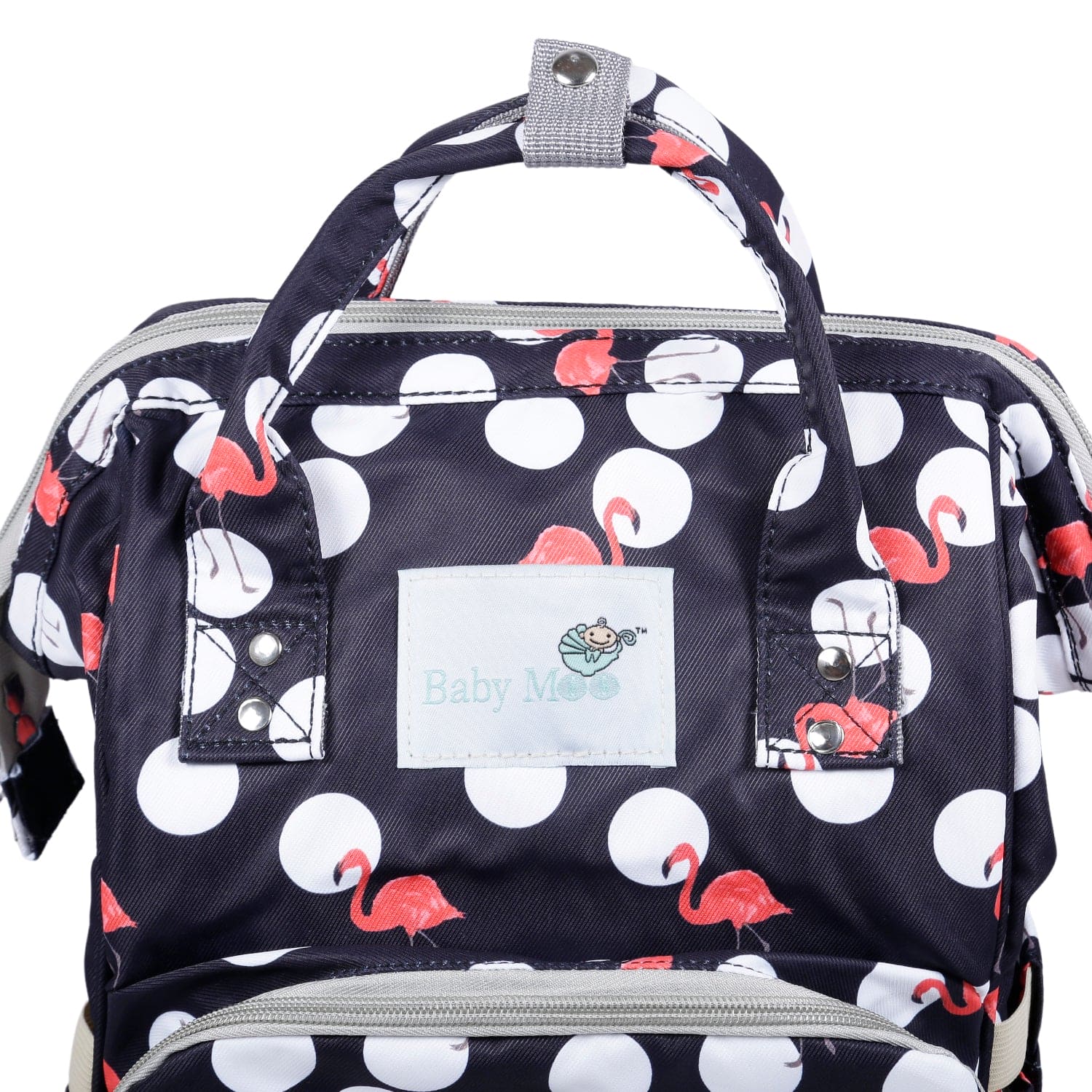 Baby Moo Diaper Bag Maternity Backpack Flamingo Black