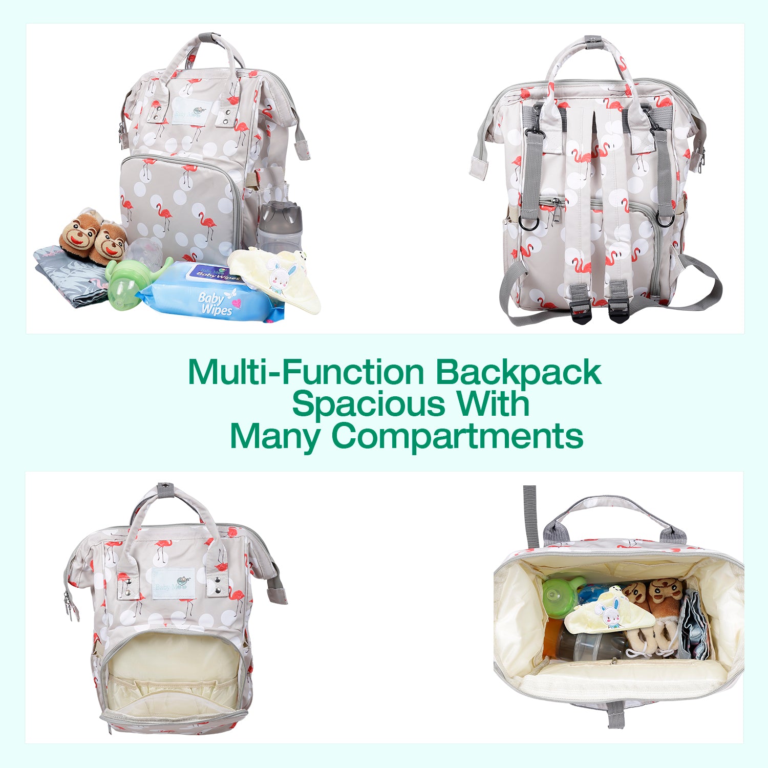 Diaper Bag 
Maternity Backpack Flamingo Beige - Baby Moo