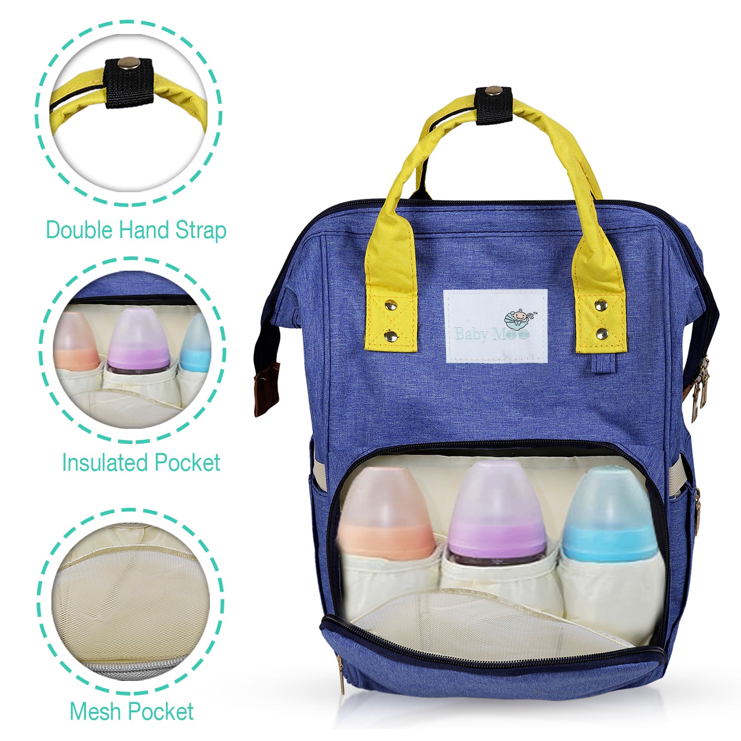 Diaper Bag 
Maternity Backpack Solid Blue - Baby Moo