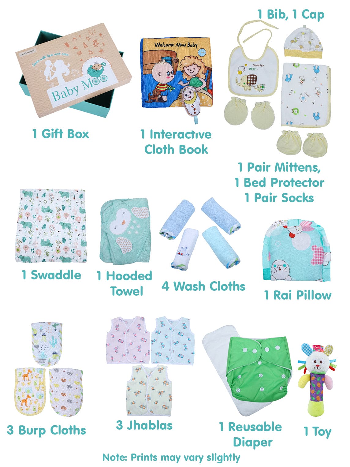 Newborn Essentials Super Combo 21 Pcs Unisex  Multicolour - Baby Moo