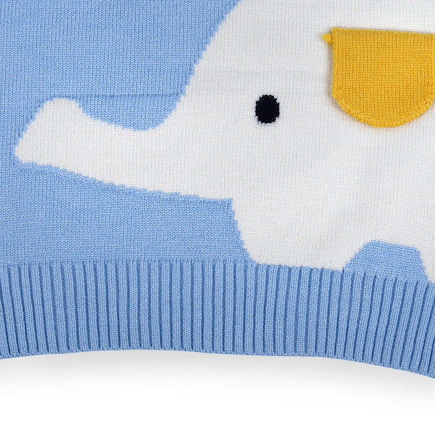 Elephant With 3D Ear Premium Full Sleeves Knitted Sweater - Blue - Baby Moo